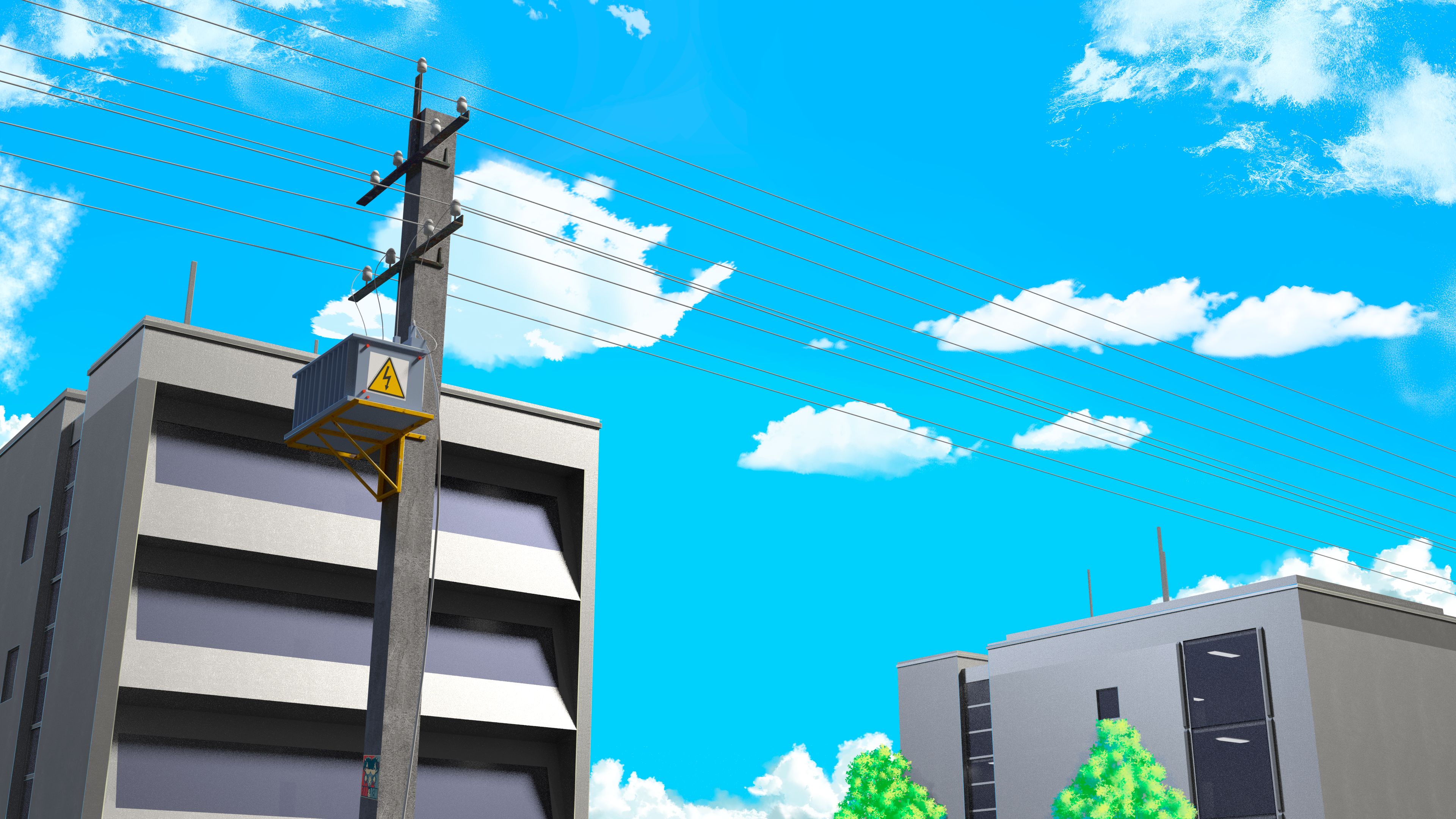 Free download wallpaper Anime, Sky, Building, Cloud on your PC desktop