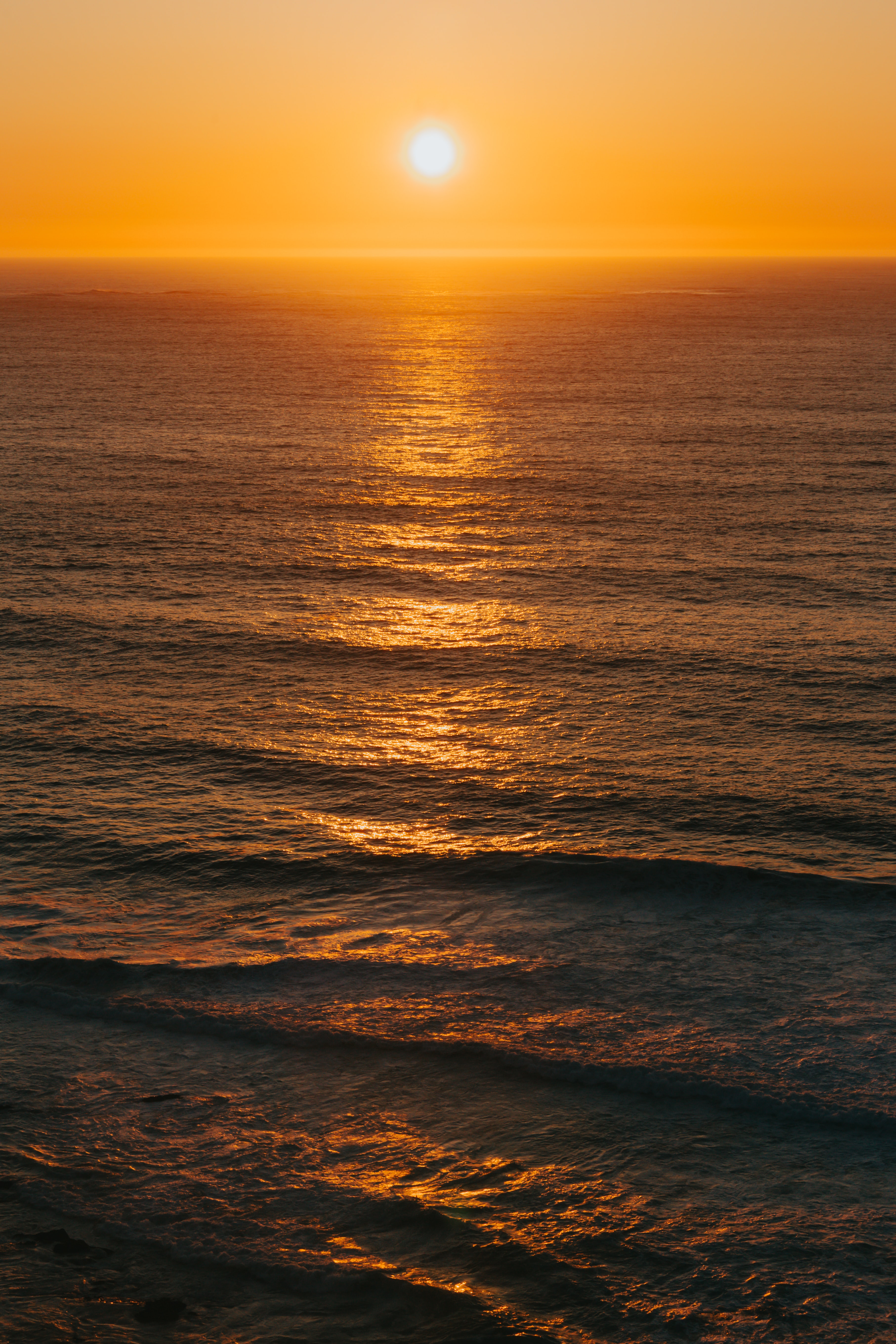 Handy-Wallpaper Sun, Horizont, Sunset, Waves, Ozean, Natur kostenlos herunterladen.