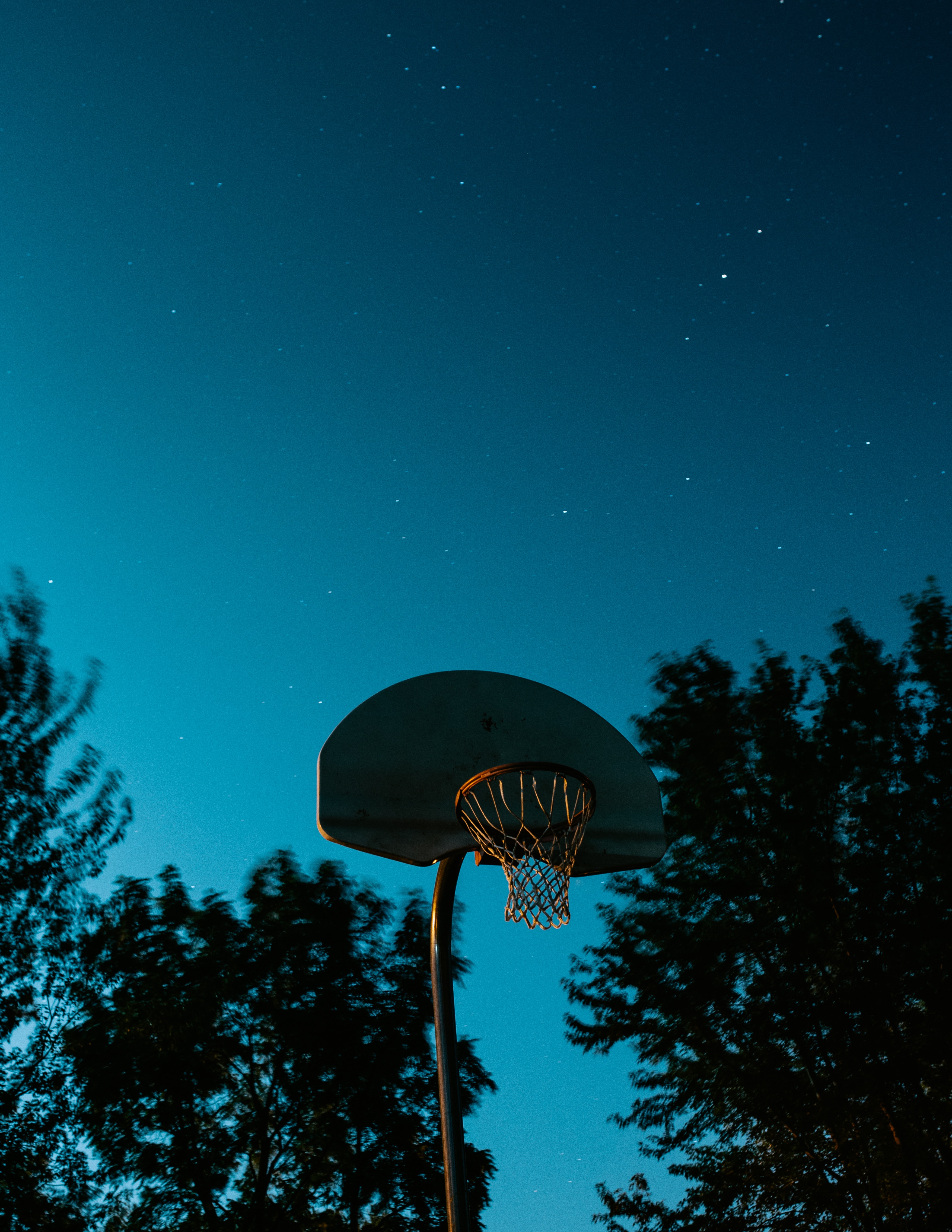 basketball, basketball hoop, dark, sports, starry sky, basket, basketball ring HD wallpaper