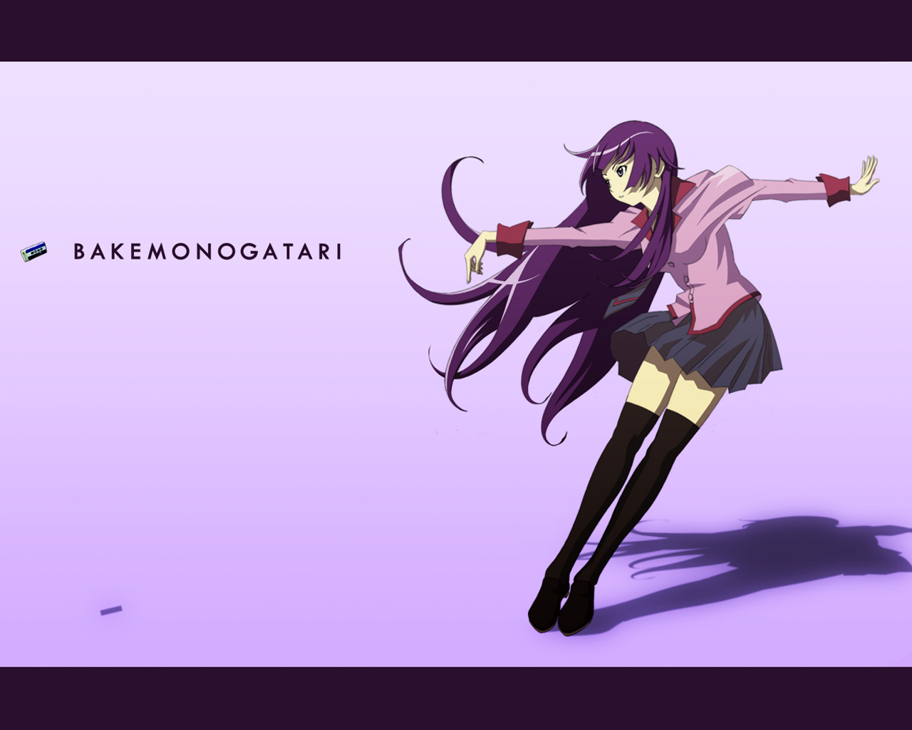 bakemonogatari, anime, monogatari (series), hitagi senjōgahara, monogatari series: second season, purple hair