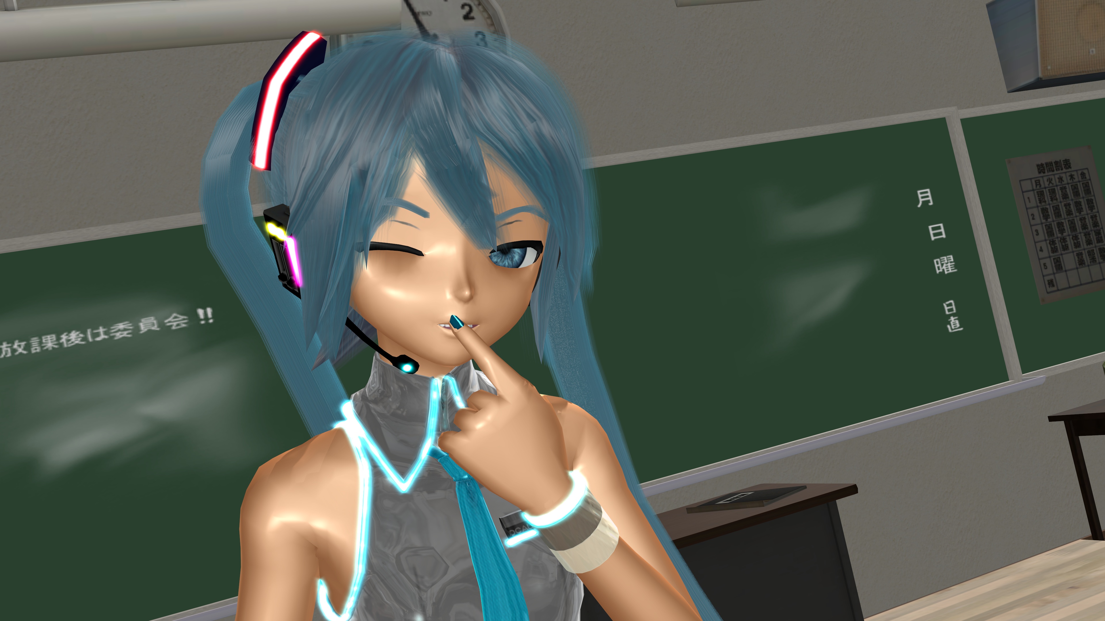 Laden Sie das Vocaloid, Blaue Augen, Blaue Haare, Hatsune Miku, Animes, Klassenzimmer-Bild kostenlos auf Ihren PC-Desktop herunter