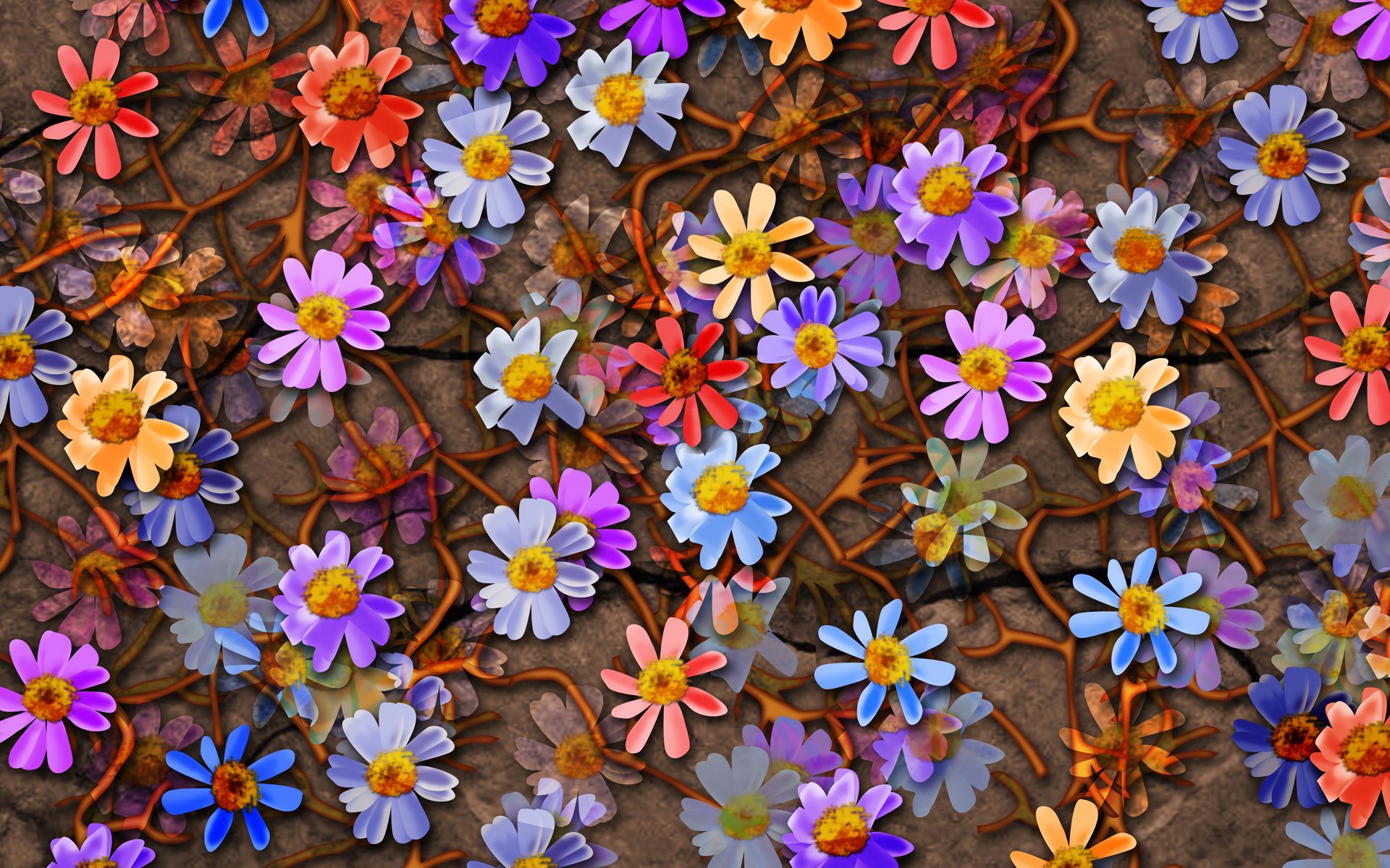 Handy-Wallpaper Blumen, Blume, Farben, Bunt, Gänseblümchen, Künstlerisch kostenlos herunterladen.