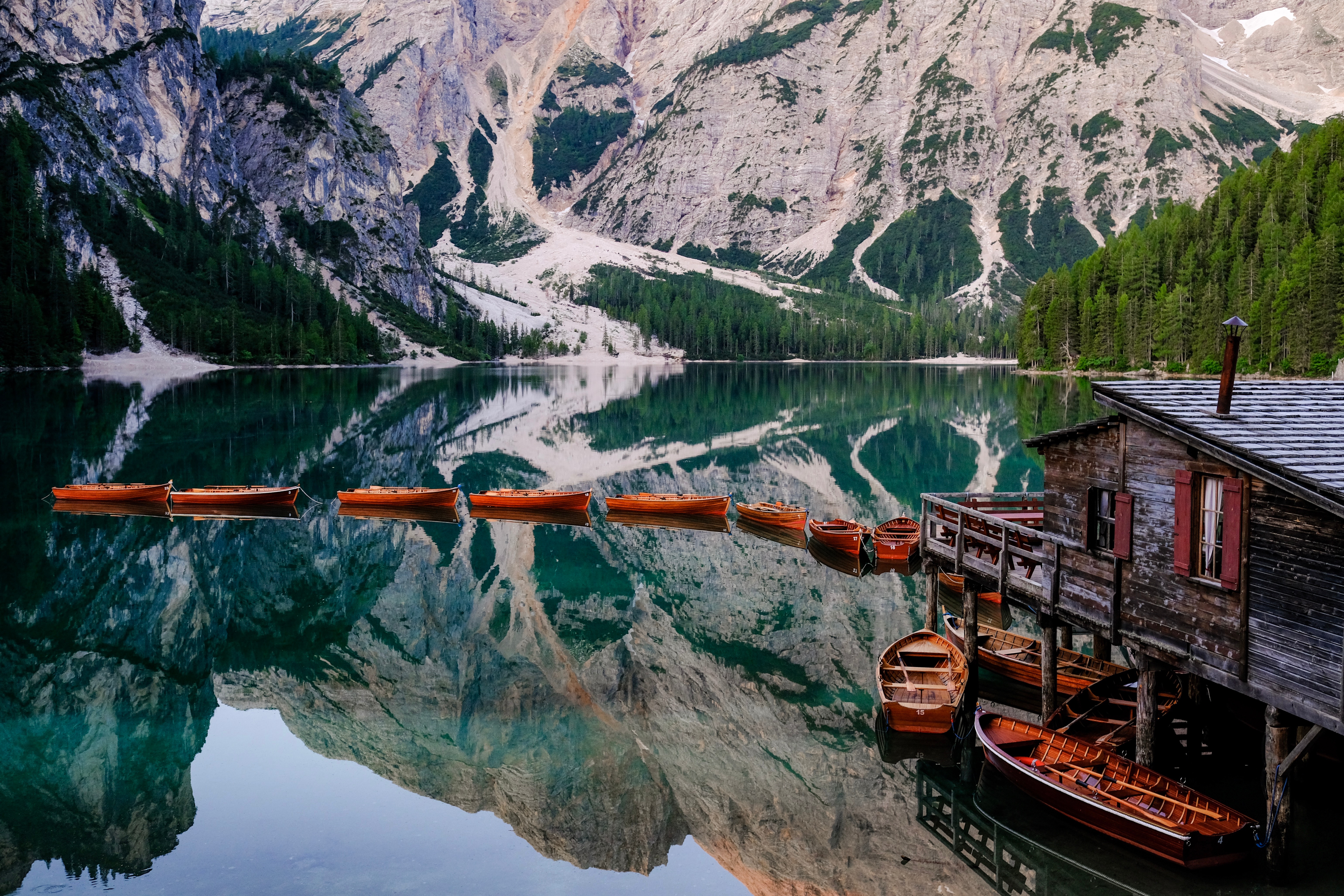 Free download wallpaper Nature, Lake, Mountains, Boats, Pier, Landscape on your PC desktop
