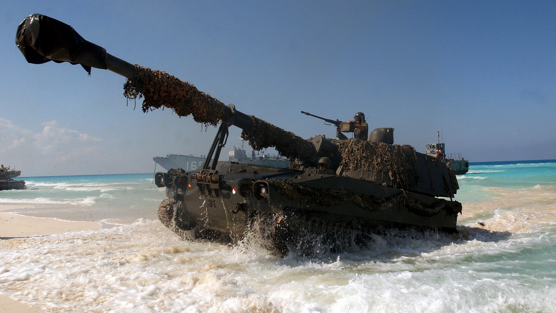 Download mobile wallpaper Tank, Tanks, Military, Beach, Ocean for free.