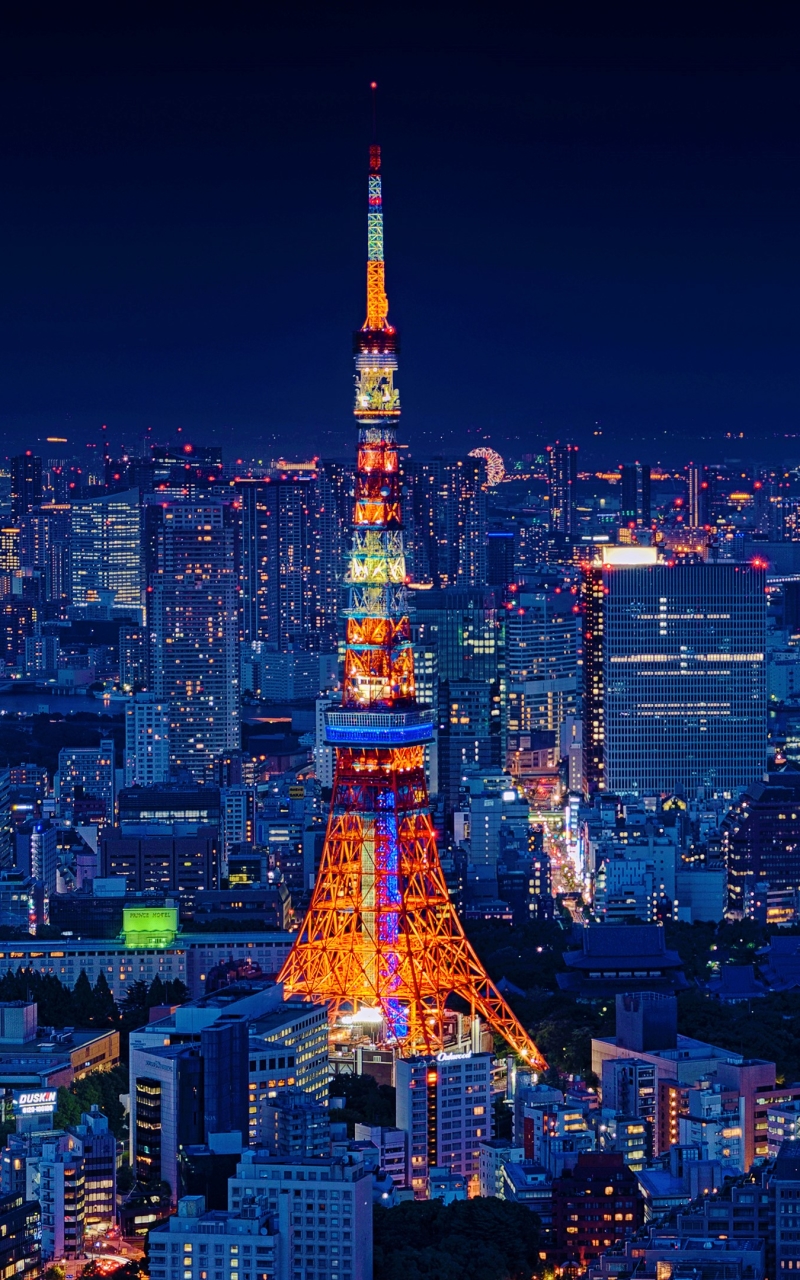 Скачати мобільні шпалери Міста, Ніч, Місто, Світло, Японія, Міський Пейзаж, Токіо, Створено Людиною, Токійська Вежа безкоштовно.