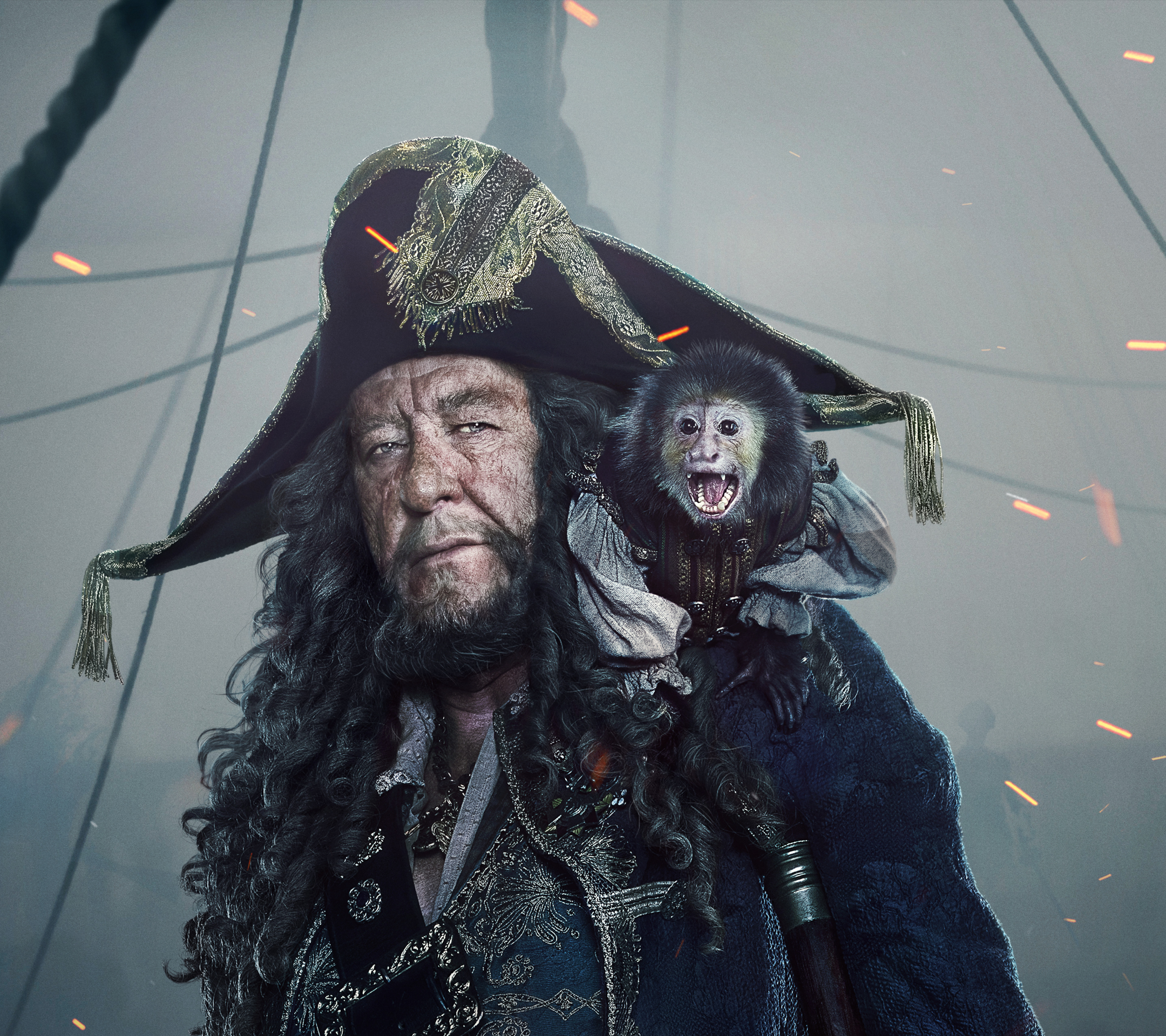 Laden Sie das Filme, Geoffrey Rush, Hector Barbossa, Pirates Of The Caribbean: Salazars Rache-Bild kostenlos auf Ihren PC-Desktop herunter
