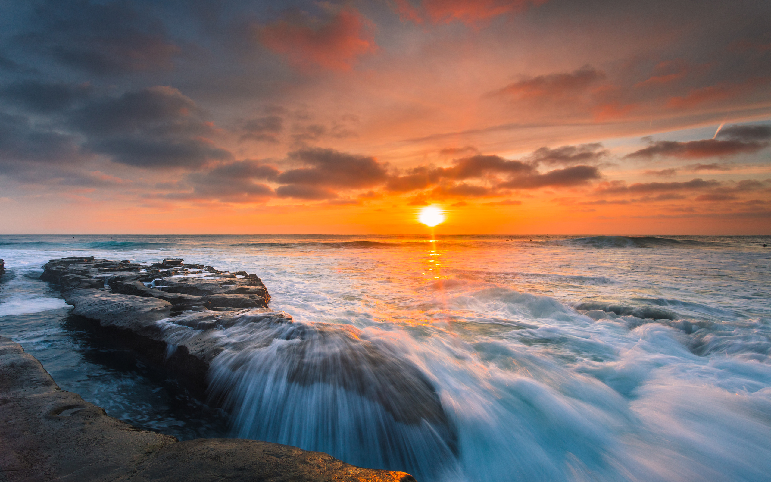 Laden Sie das Horizont, Wasserfall, Ozean, Meer, Sonnenuntergang, Sonne, Erde/natur-Bild kostenlos auf Ihren PC-Desktop herunter