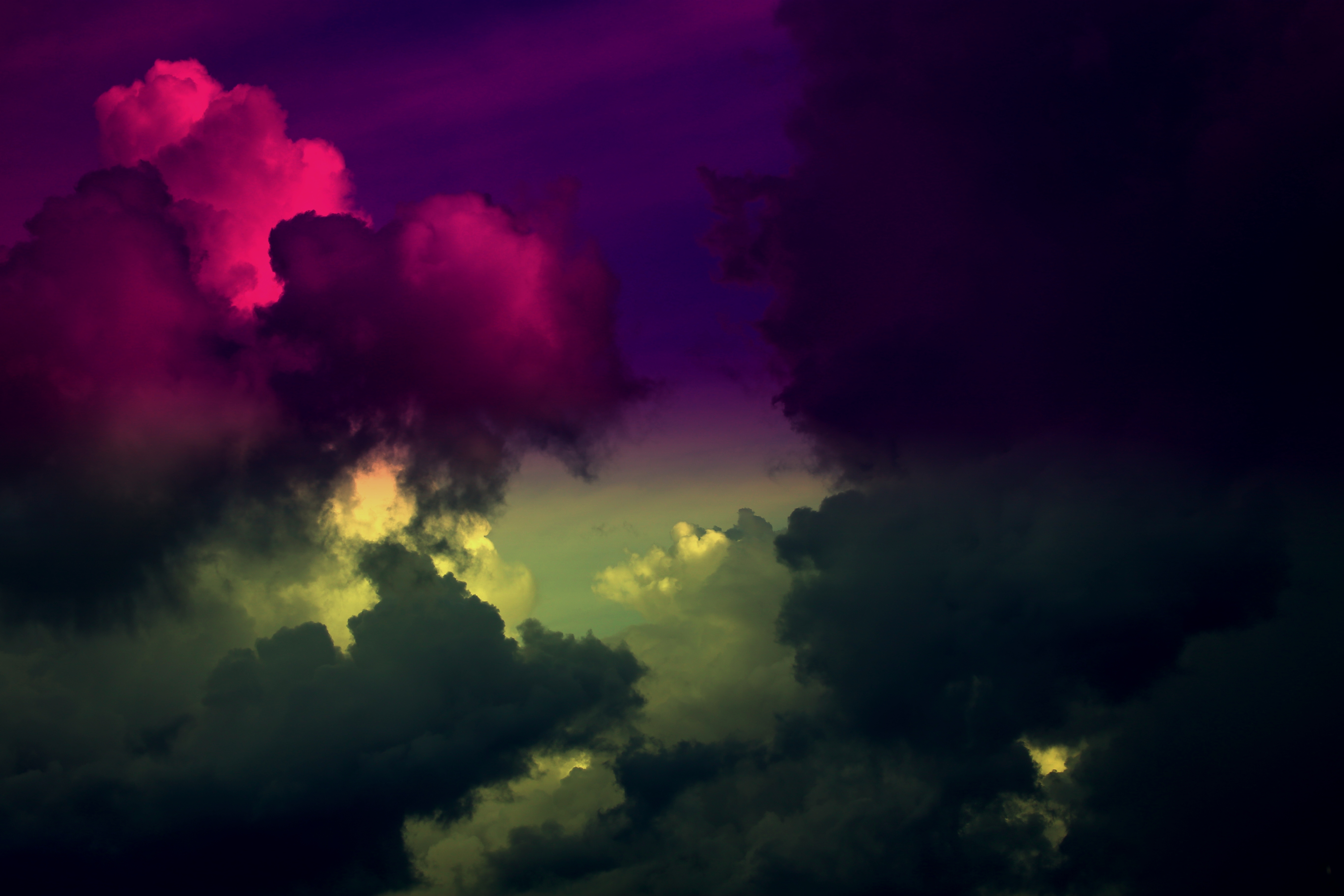 Download mobile wallpaper Clouds, Nature, Sky, Motley, Multicolored, Dark for free.