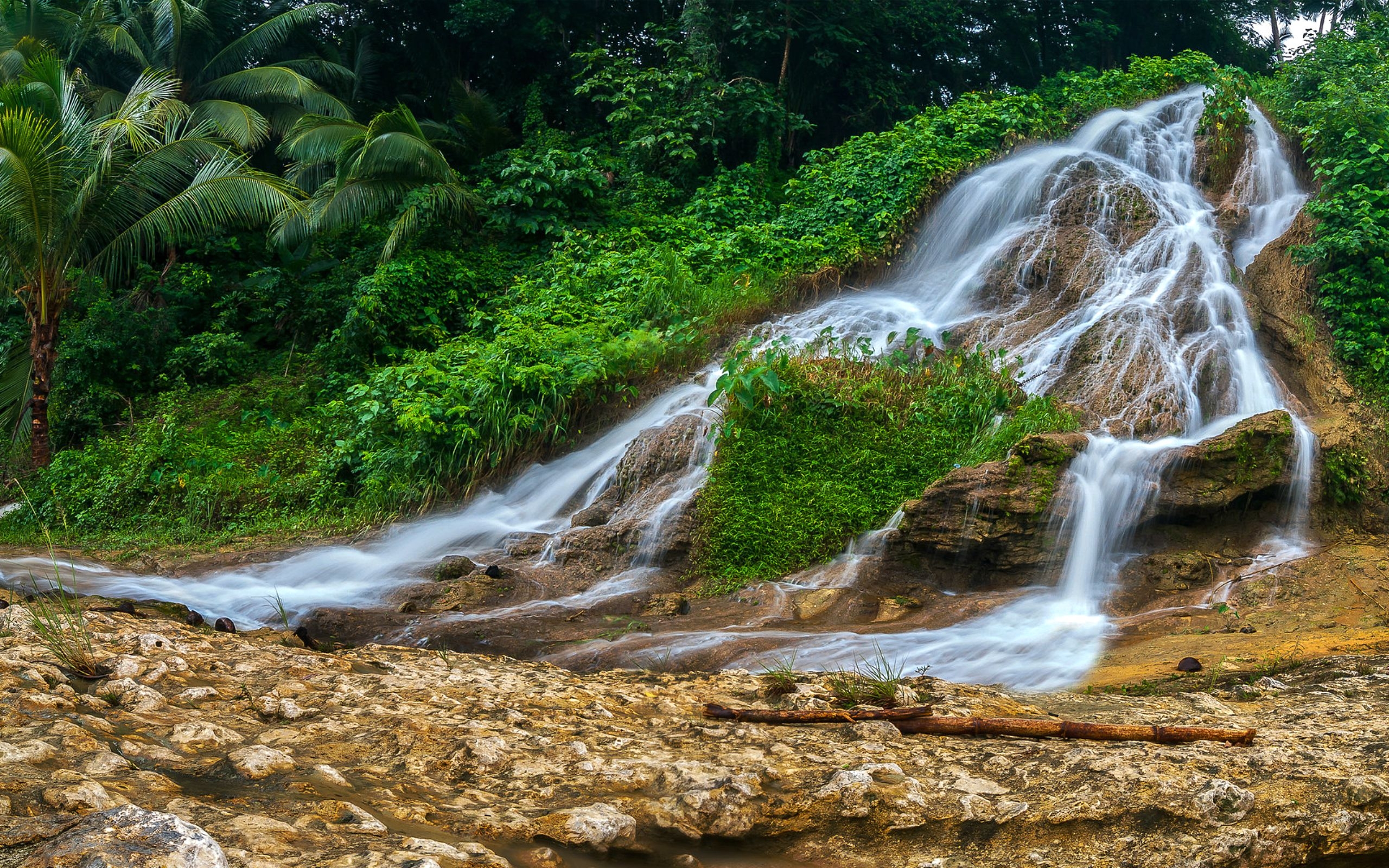 Free download wallpaper Waterfalls, Waterfall, Forest, Earth, Tropical on your PC desktop