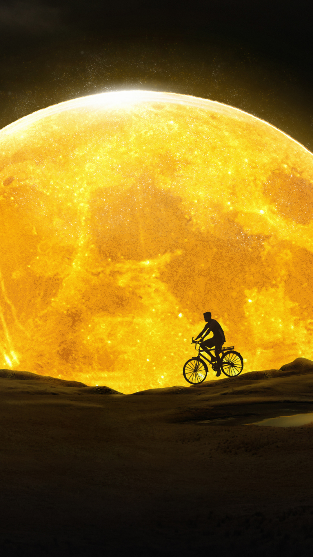 Download mobile wallpaper Fantasy, Night, Moon, Bicycle for free.