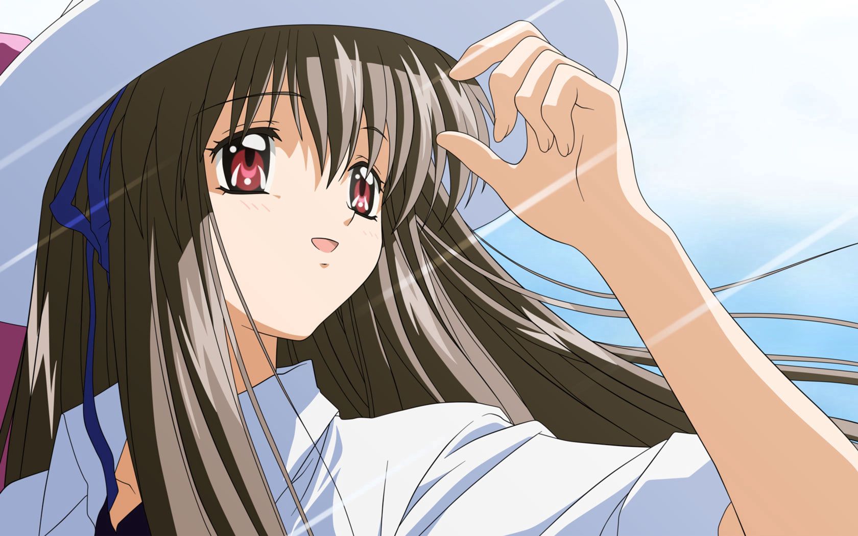 Free download wallpaper Hat, Girl, Brunette, Anime on your PC desktop