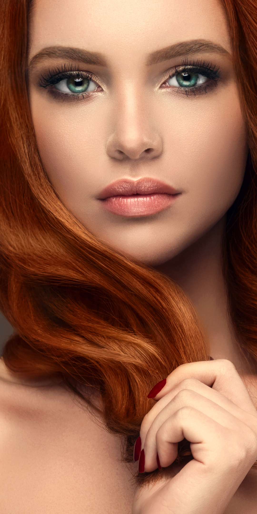 Download mobile wallpaper Face, Model, Women, Makeup, Red Hair for free.