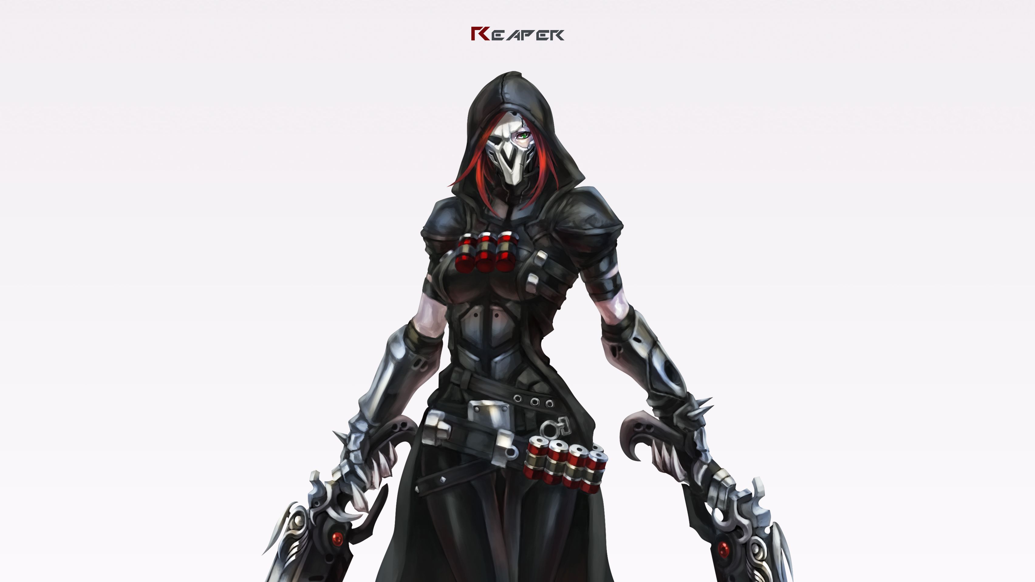 Download mobile wallpaper Mask, Overwatch, Video Game, Gun, Red Hair, Reaper (Overwatch) for free.