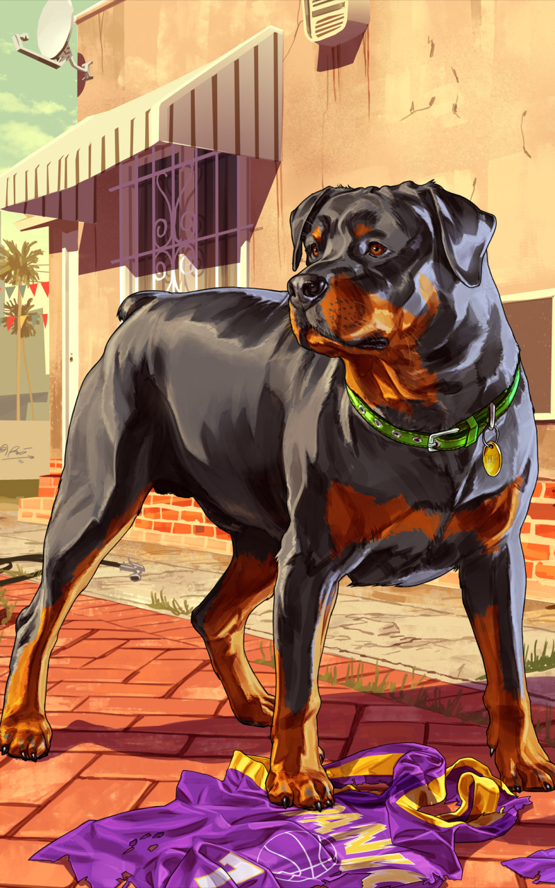 Download mobile wallpaper Dog, Rottweiler, Video Game, Grand Theft Auto, Grand Theft Auto V, Chop (Grand Theft Auto) for free.