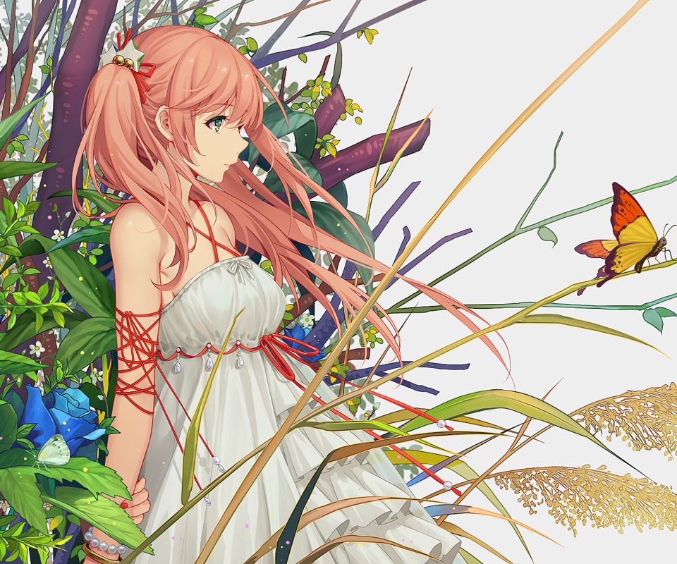 Baixe gratuitamente a imagem Anime, Flor, Borboleta, Colorido, Primavera, Original na área de trabalho do seu PC