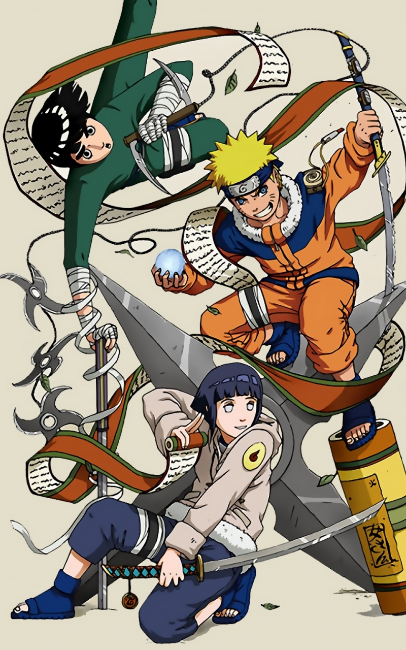 Handy-Wallpaper Naruto, Animes, Hinata Hyuga, Naruto Uzumaki, Rock Lee kostenlos herunterladen.