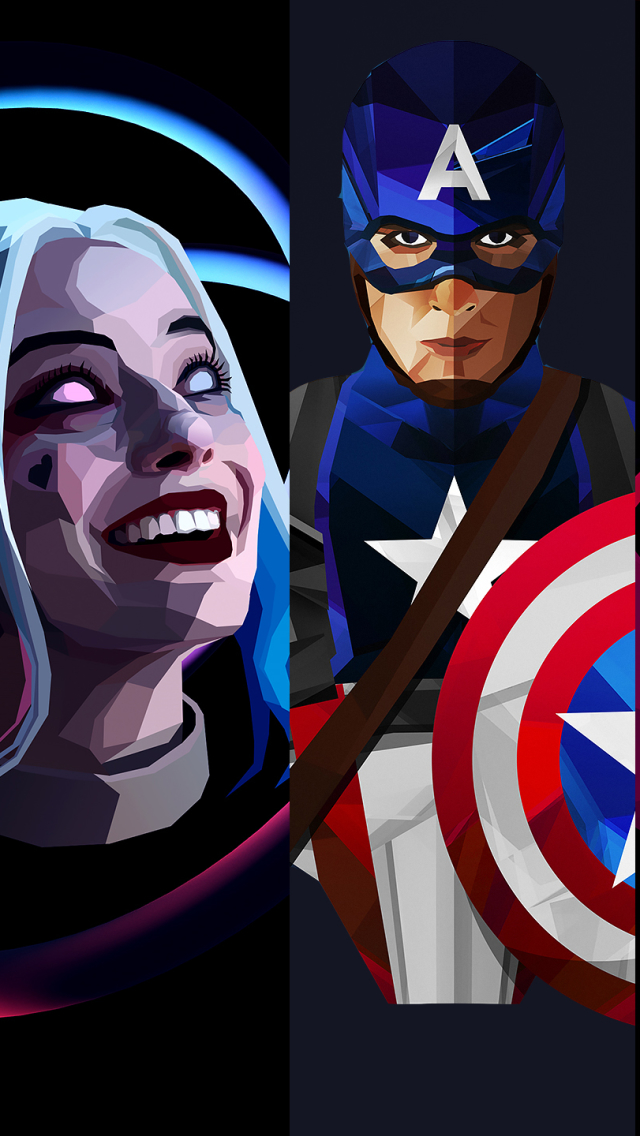 Descarga gratuita de fondo de pantalla para móvil de Historietas, Capitan América, Harley Quinn, Superhéroe, Capitan America.