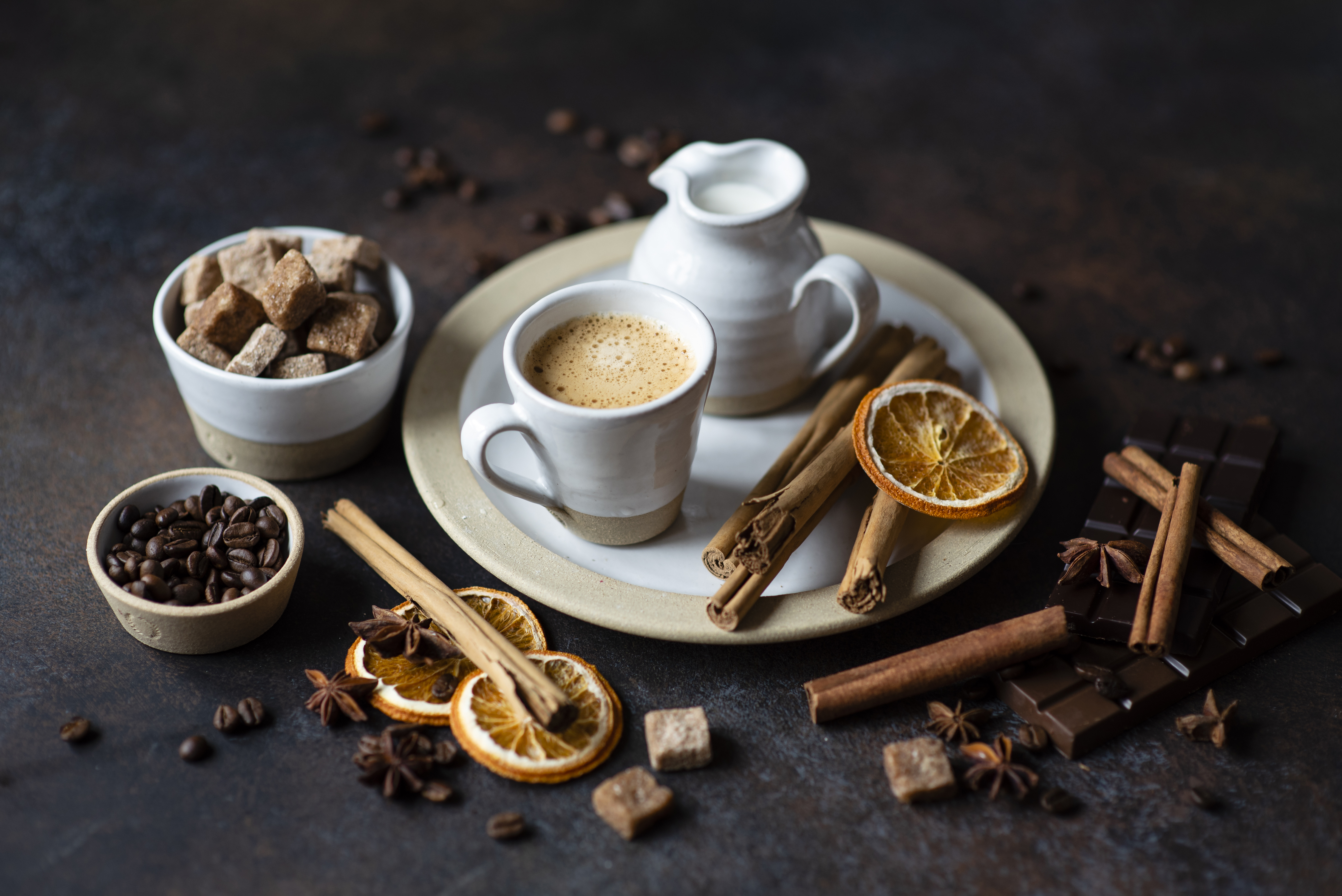 Free download wallpaper Food, Coffee, Still Life, Cinnamon, Coffee Beans, Sugar, Star Anise on your PC desktop