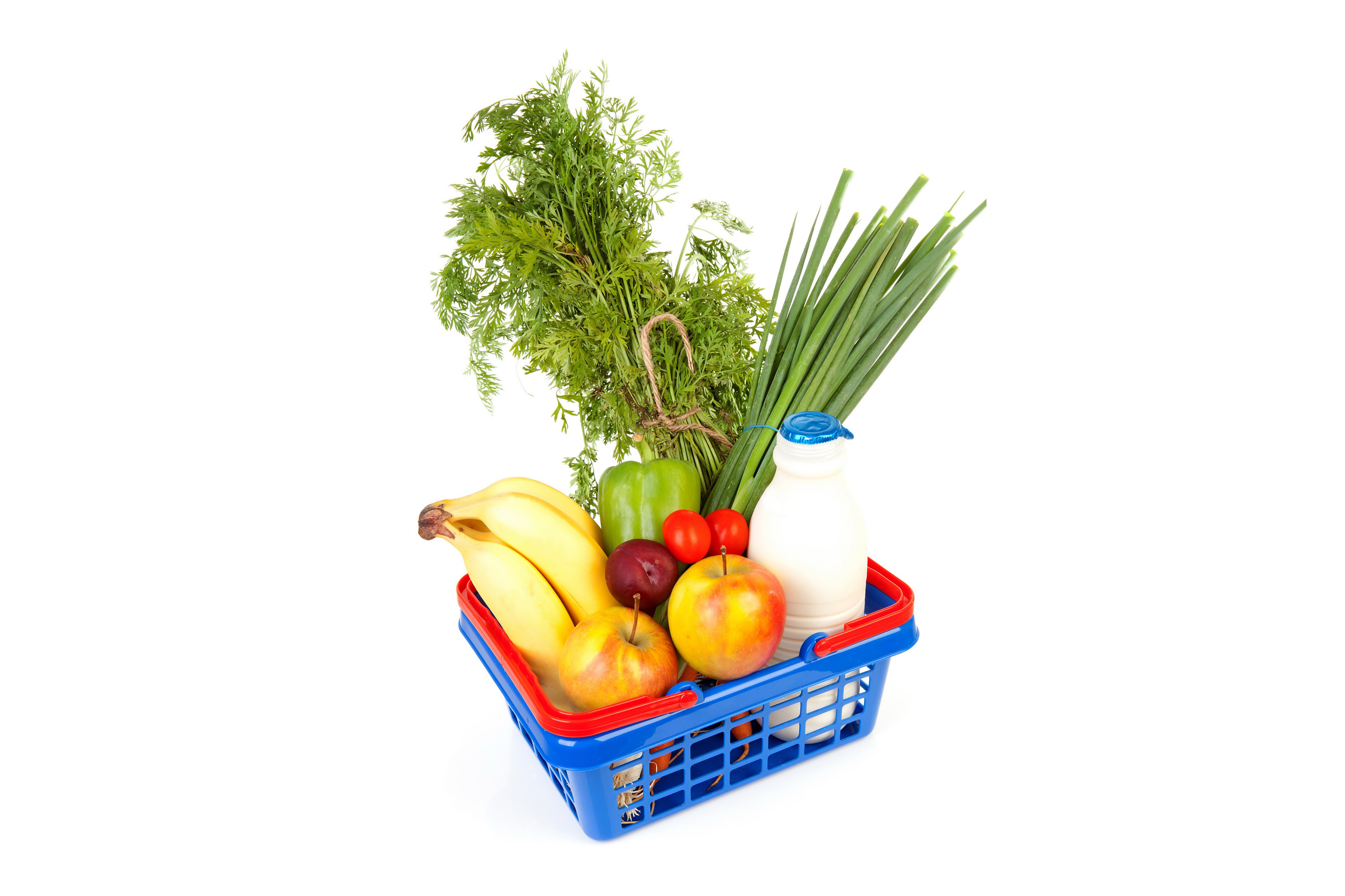 food, fruits & vegetables, apple, banana, basket, pepper, fruits