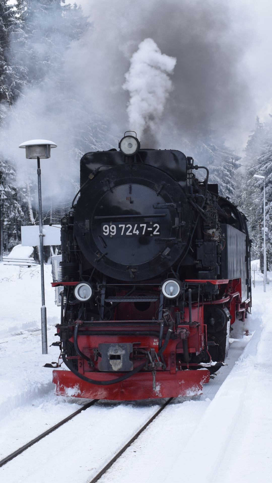 Download mobile wallpaper Winter, Snow, Train, Locomotive, Vehicle, Vehicles for free.