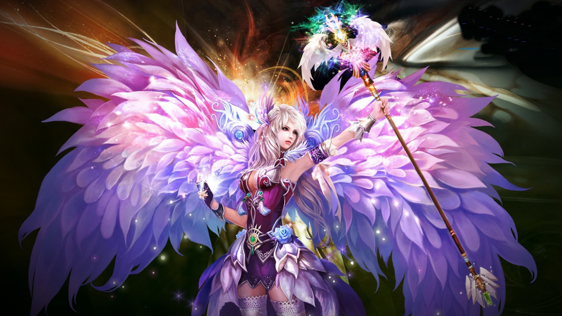 Free download wallpaper Fantasy, Purple, Wings, Angel, Video Game, Perfect World on your PC desktop
