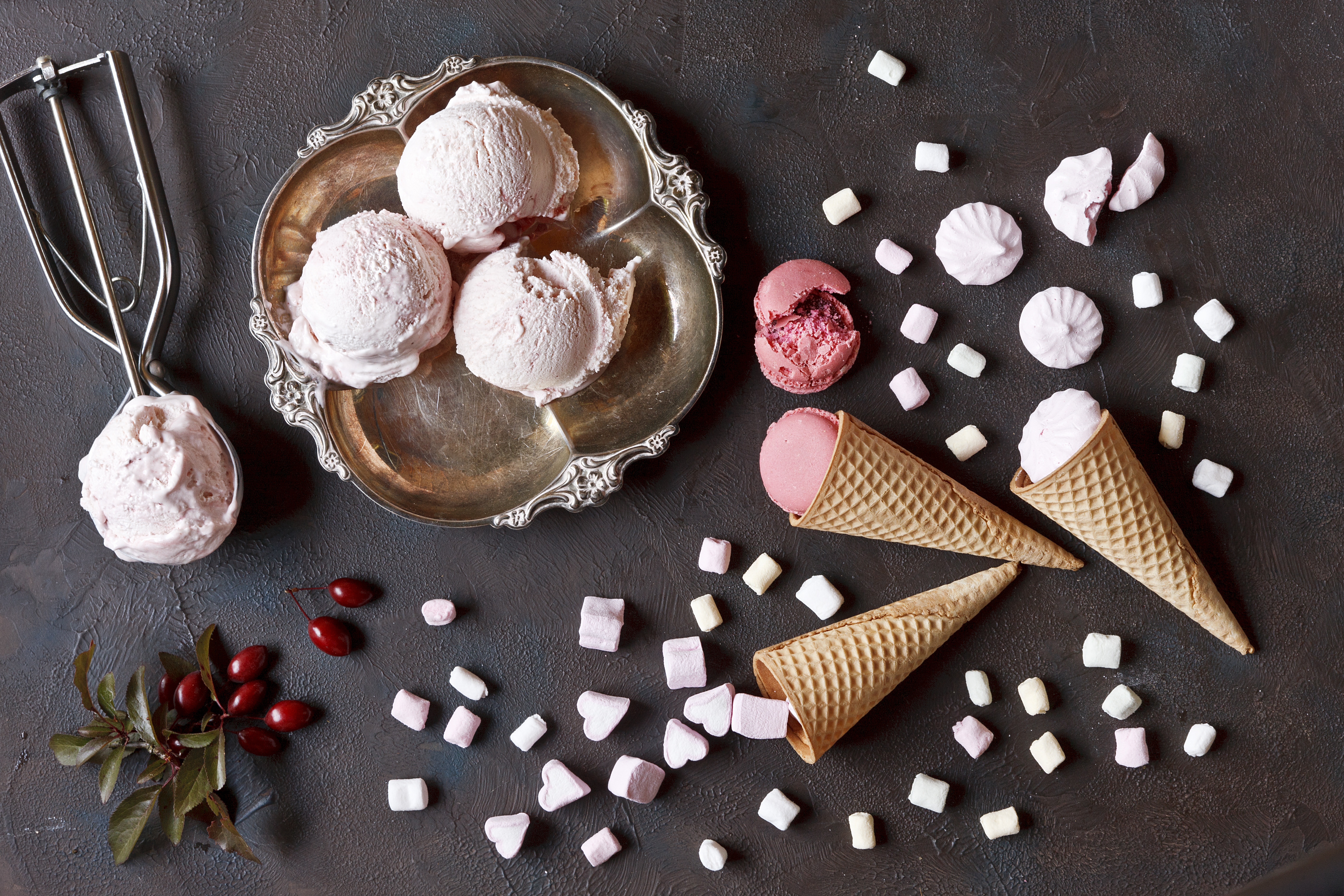 Free download wallpaper Food, Ice Cream, Still Life, Marshmallow, Waffle Cone on your PC desktop