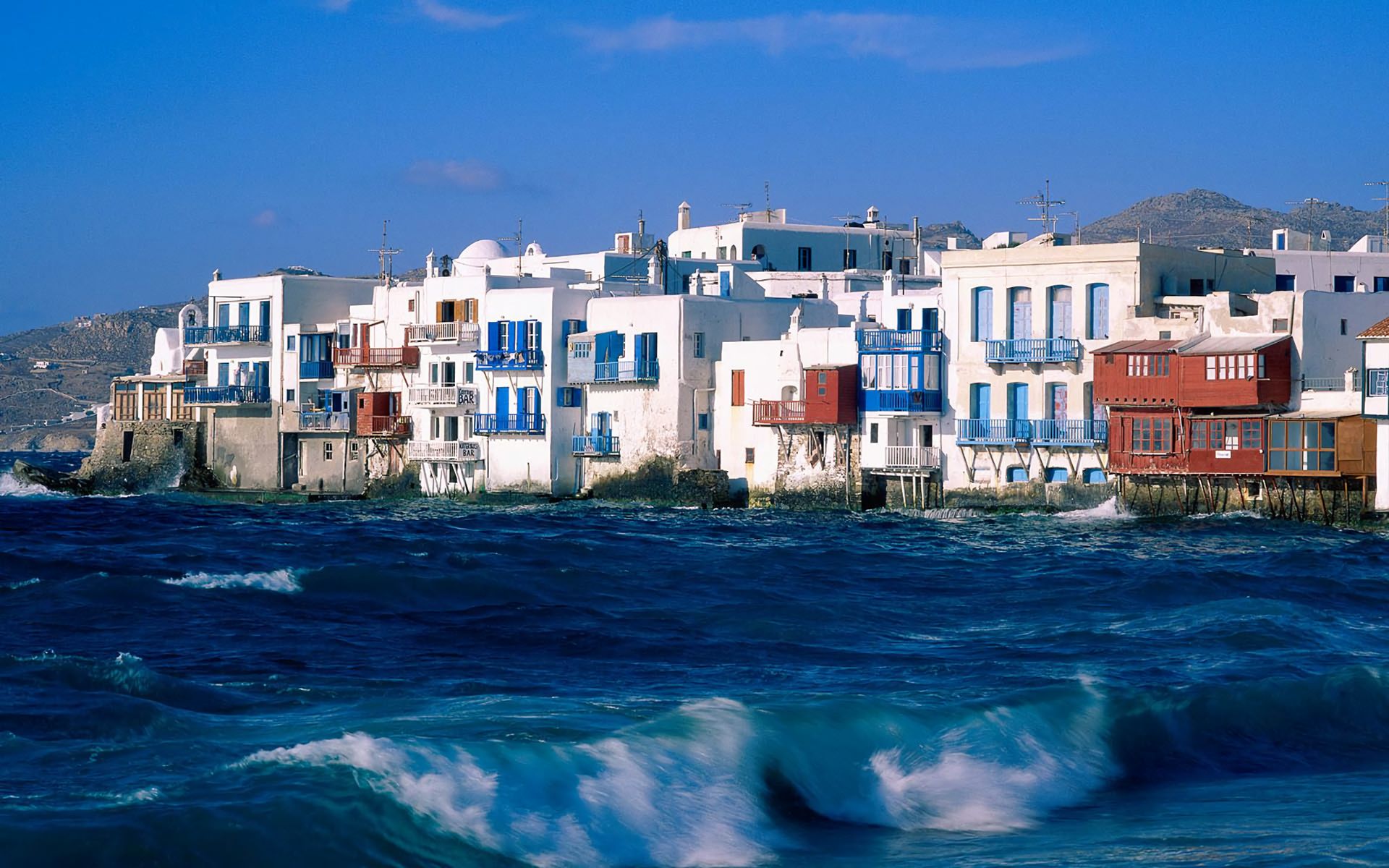 Download mobile wallpaper House, Coastline, Greece, Town, Man Made, Towns for free.