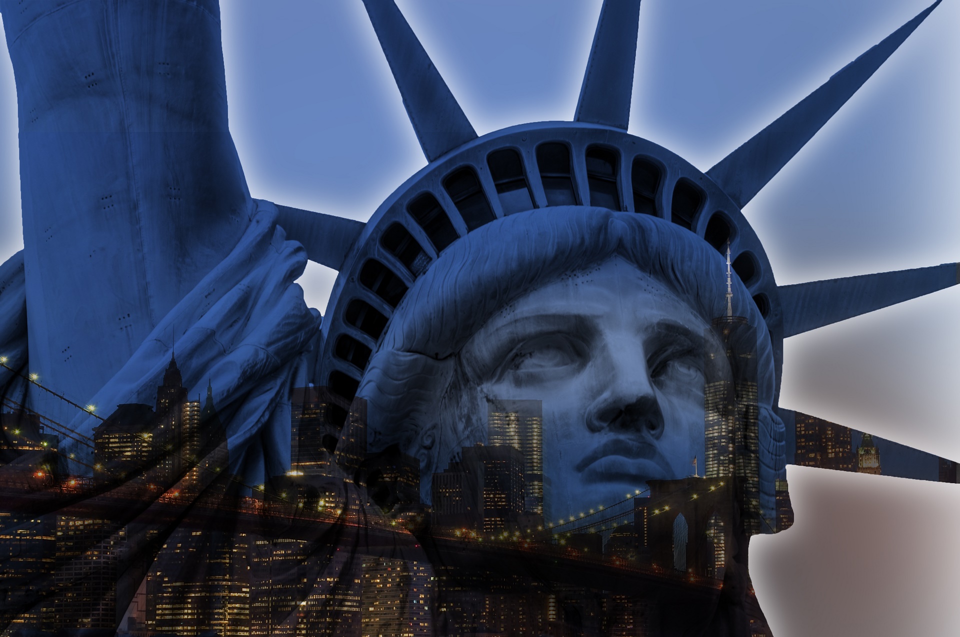 Download mobile wallpaper Statue Of Liberty, Man Made, Manipulation for free.