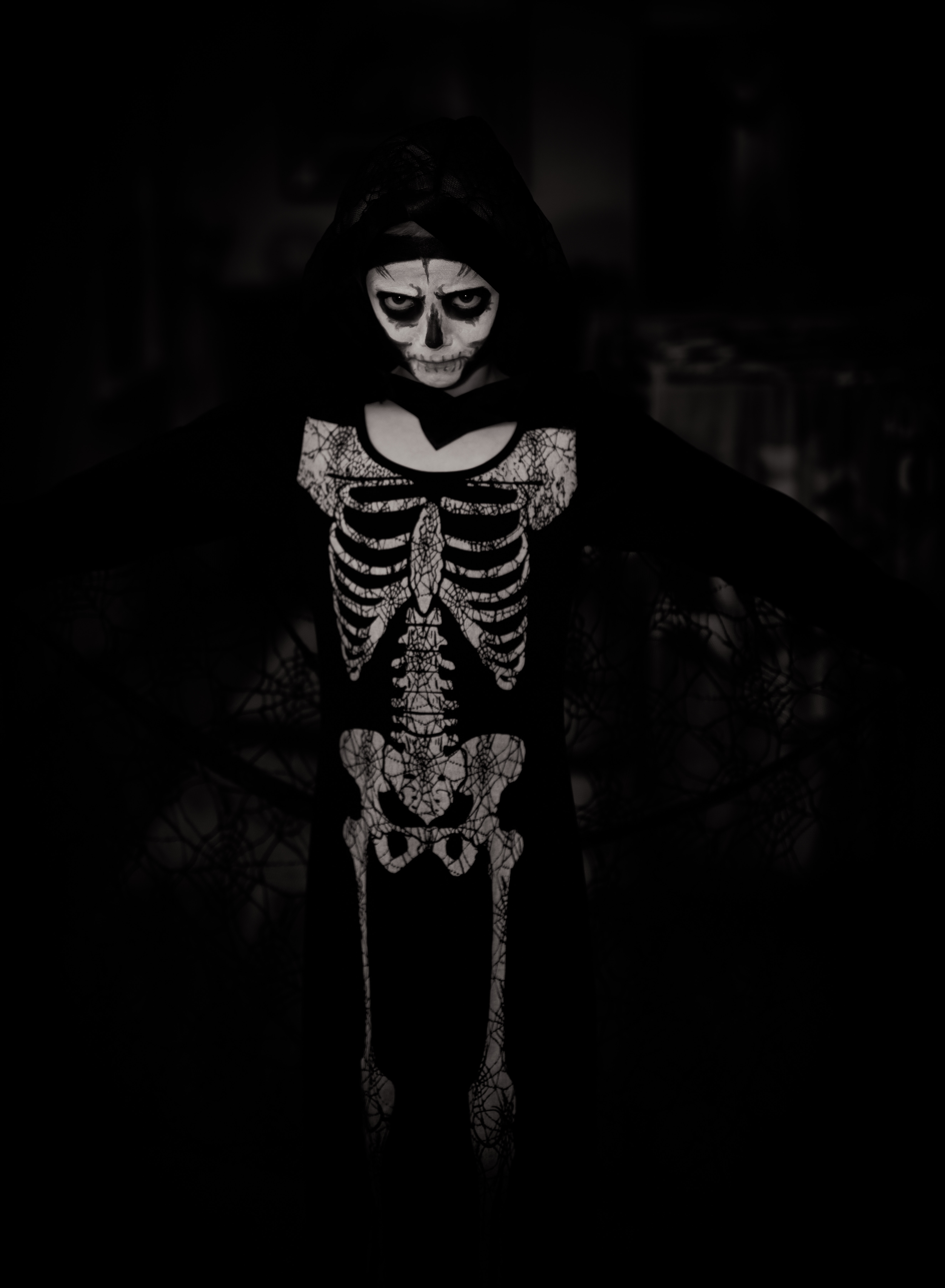 skeleton, halloween, holidays, bw, chb, costume 4K Ultra