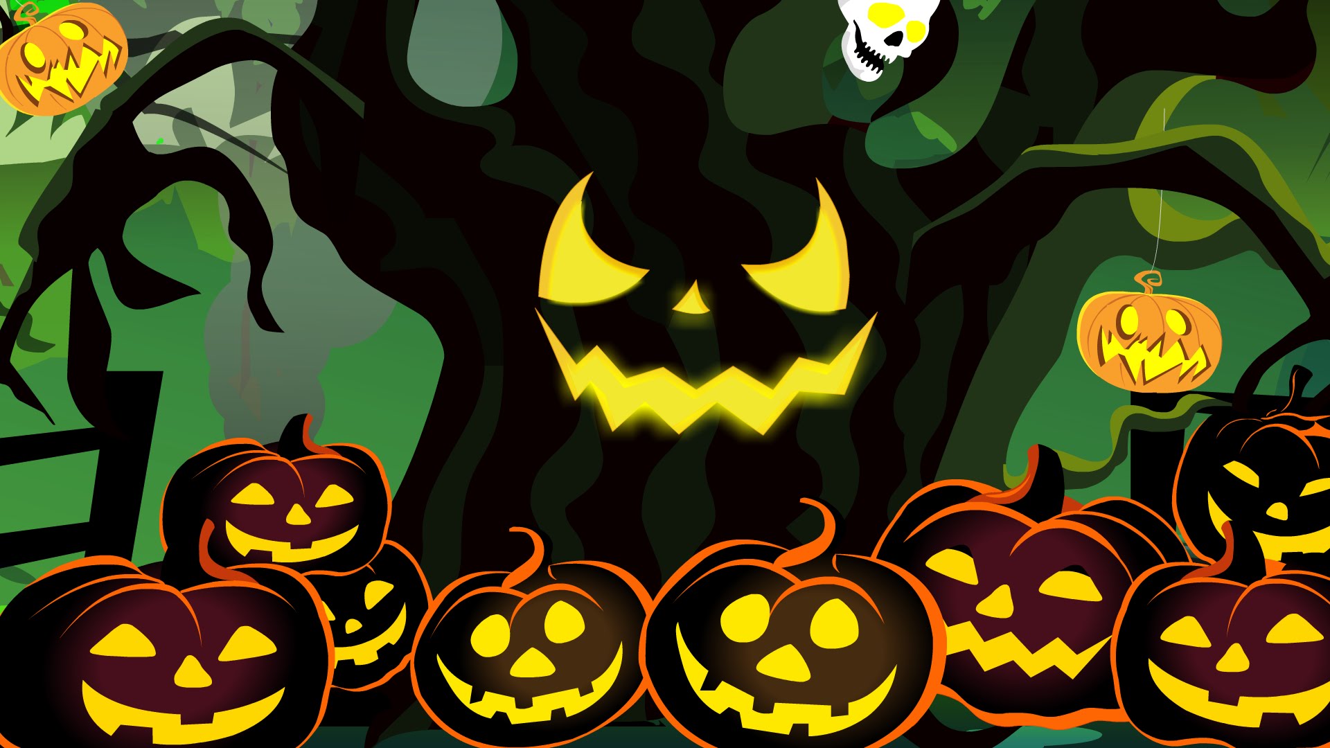Download mobile wallpaper Halloween, Tree, Holiday, Skull, Jack O' Lantern for free.