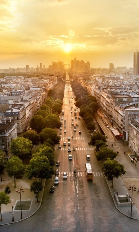 Скачать картинку Города, Закат, Париж, Франция, Сделано Человеком, Закат Солнца, Ла Дефанс в телефон бесплатно.