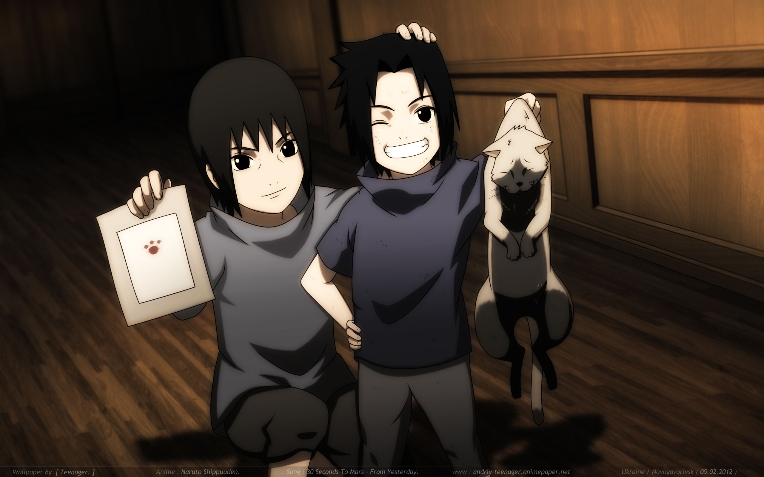 Descarga gratuita de fondo de pantalla para móvil de Naruto, Gato, Animado, Sasuke Uchiha, Itachi Uchiha.
