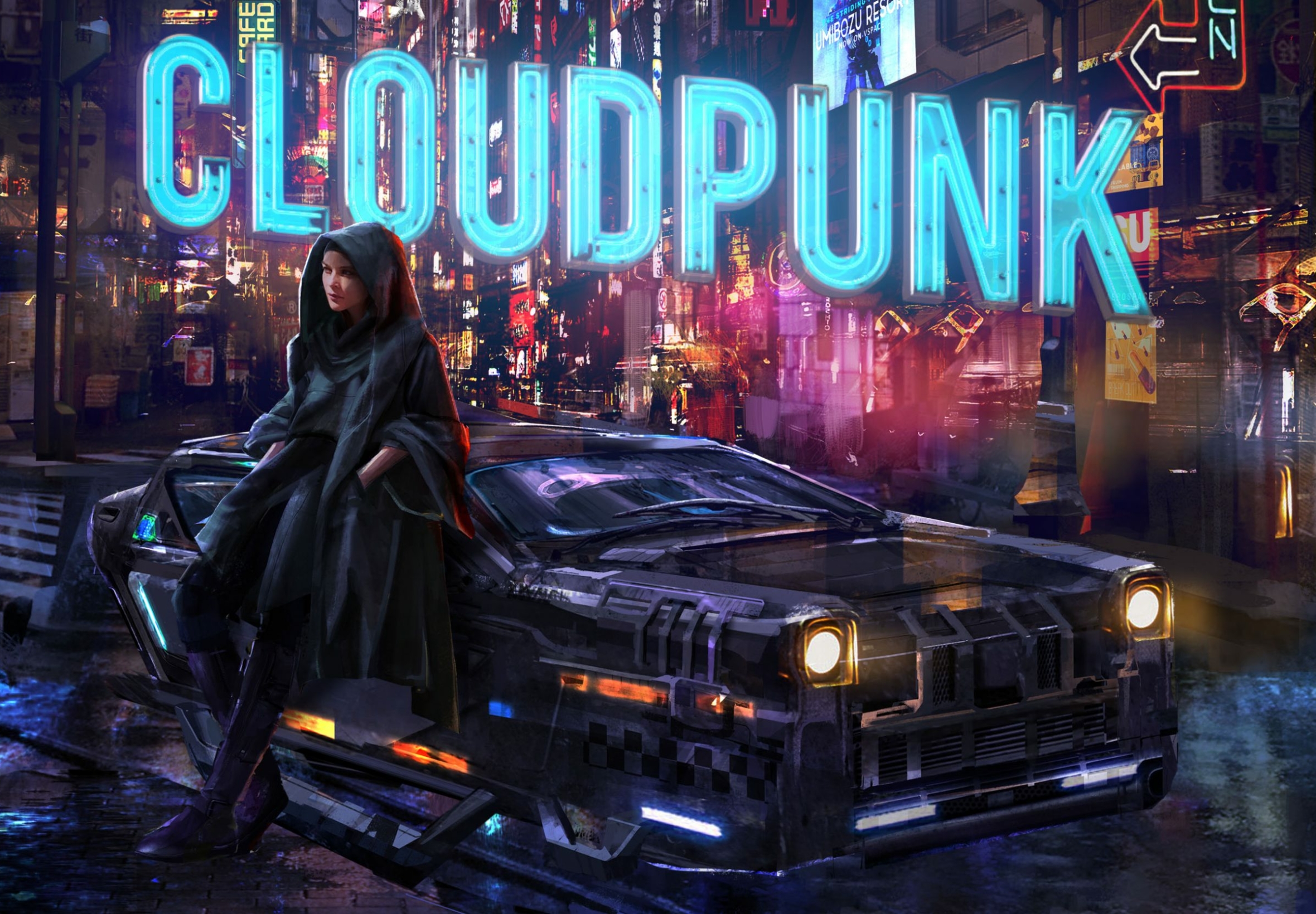 Laden Sie das Auto, Cyberpunk, Autos, Futuristisch, Computerspiele, Cloudpunk-Bild kostenlos auf Ihren PC-Desktop herunter