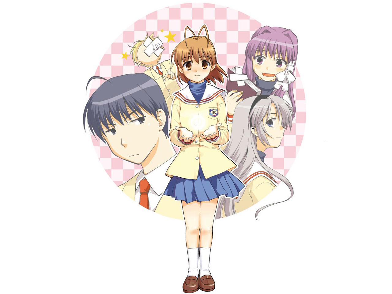Free download wallpaper Anime, Kyou Fujibayashi, Clannad, Tomoyo Sakagami, Nagisa Furukawa, Tomoya Okazaki, Youhei Sunohara on your PC desktop