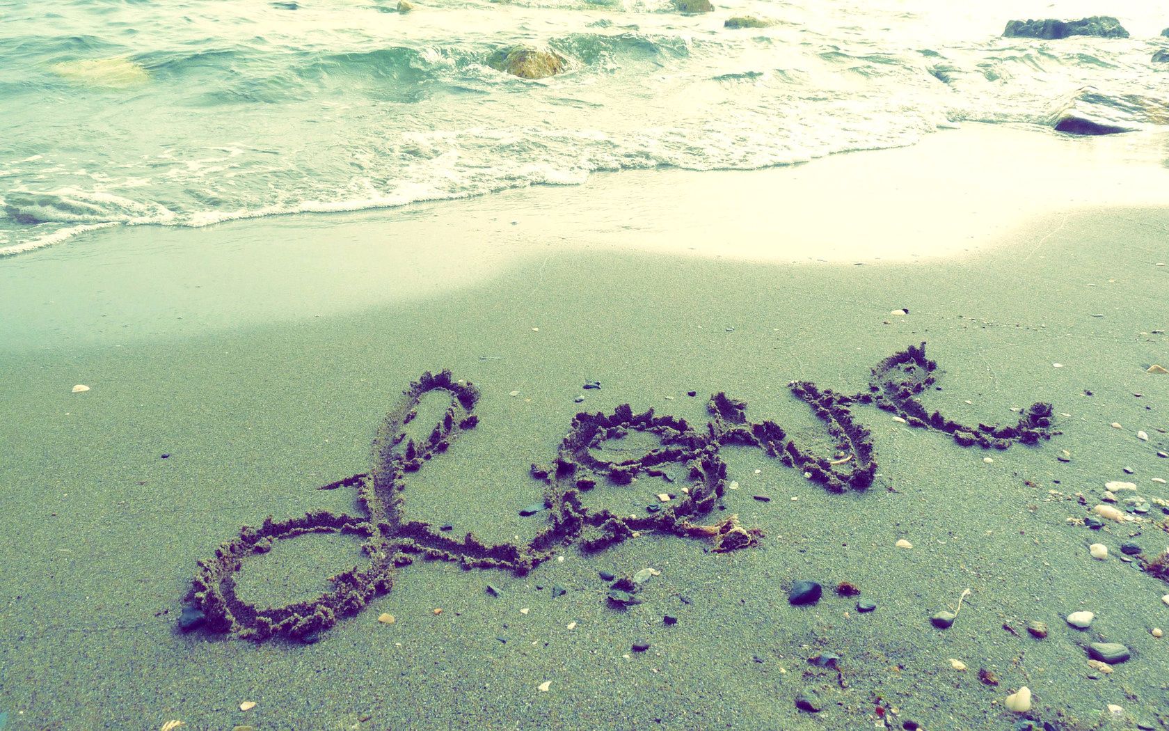 Download mobile wallpaper Sand, Wave, Inscription, Words, Beach, Love for free.