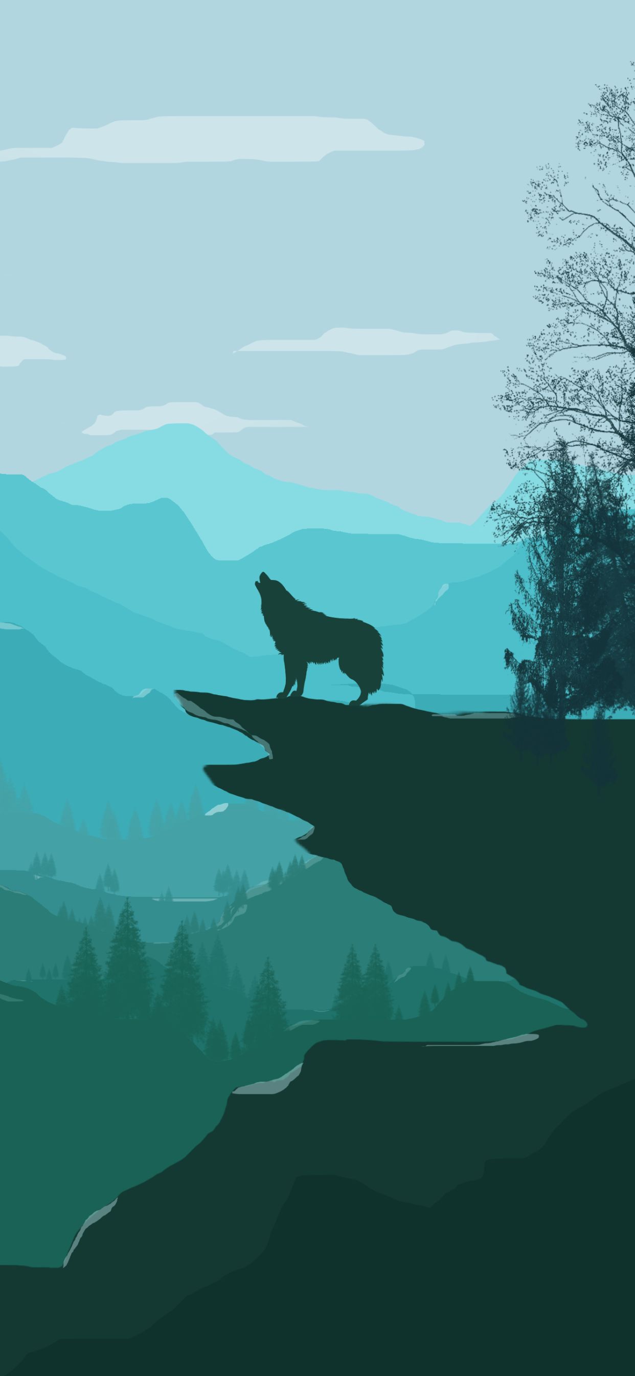 Download mobile wallpaper Landscape, Mountain, Wolf, Artistic for free.