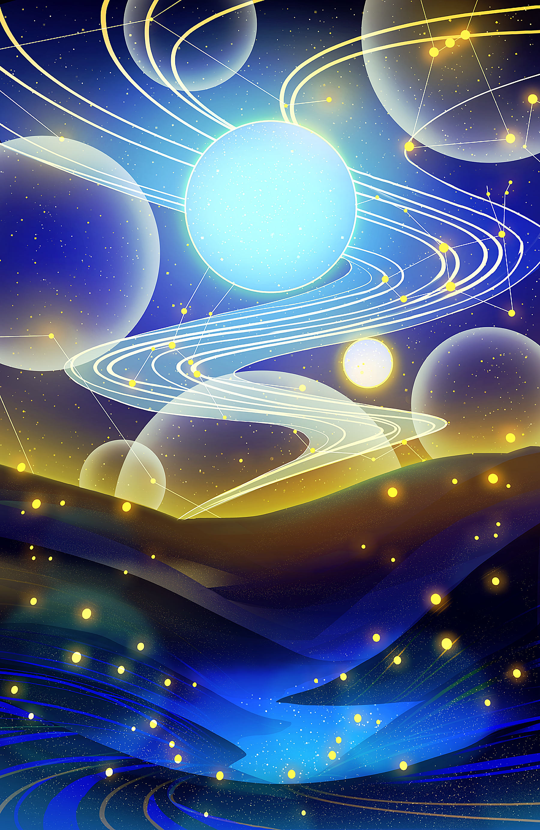 Free download wallpaper Glare, Planets, Stars, Landscape, Universe, Art on your PC desktop