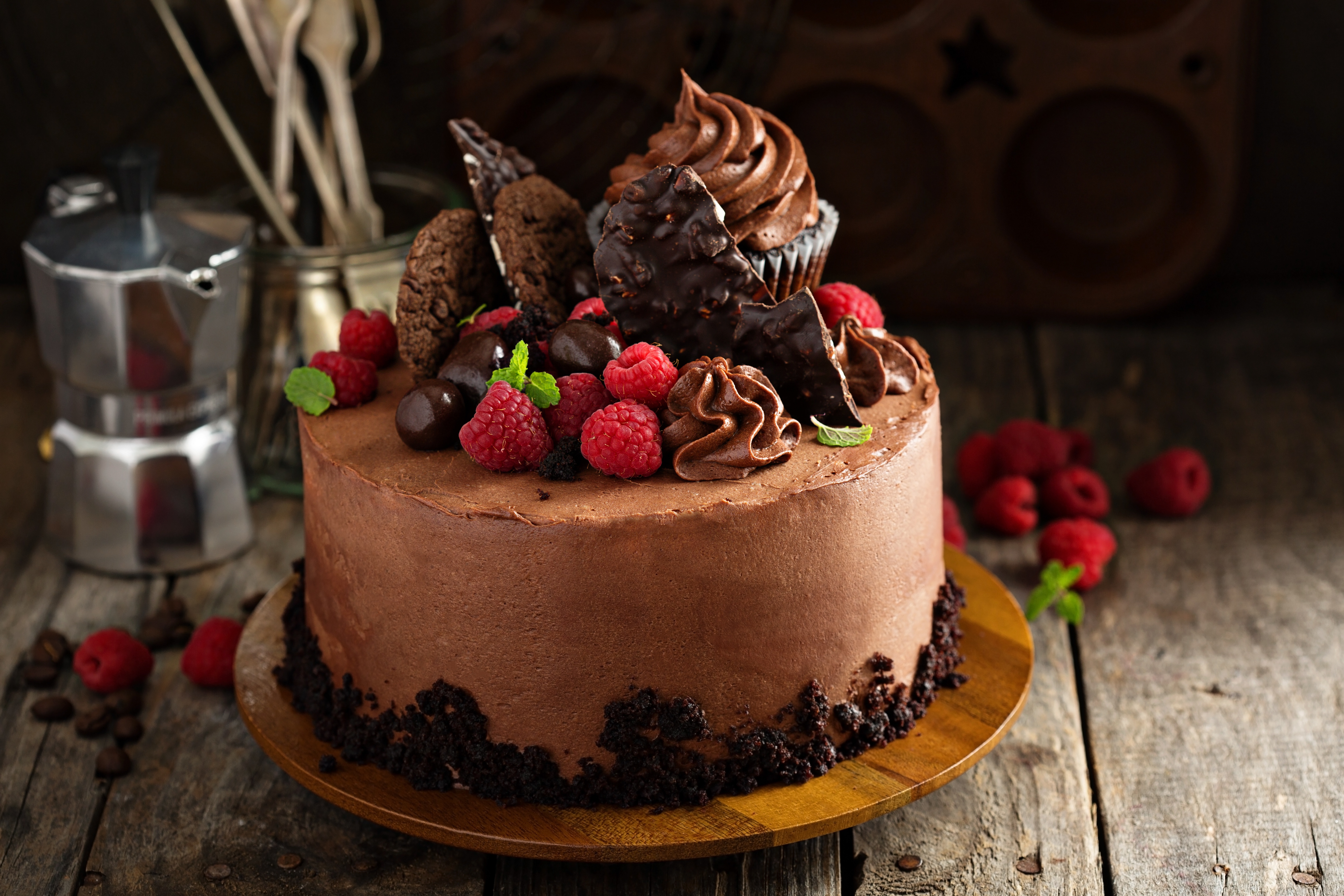 Free download wallpaper Food, Chocolate, Raspberry, Still Life, Cake, Pastry on your PC desktop