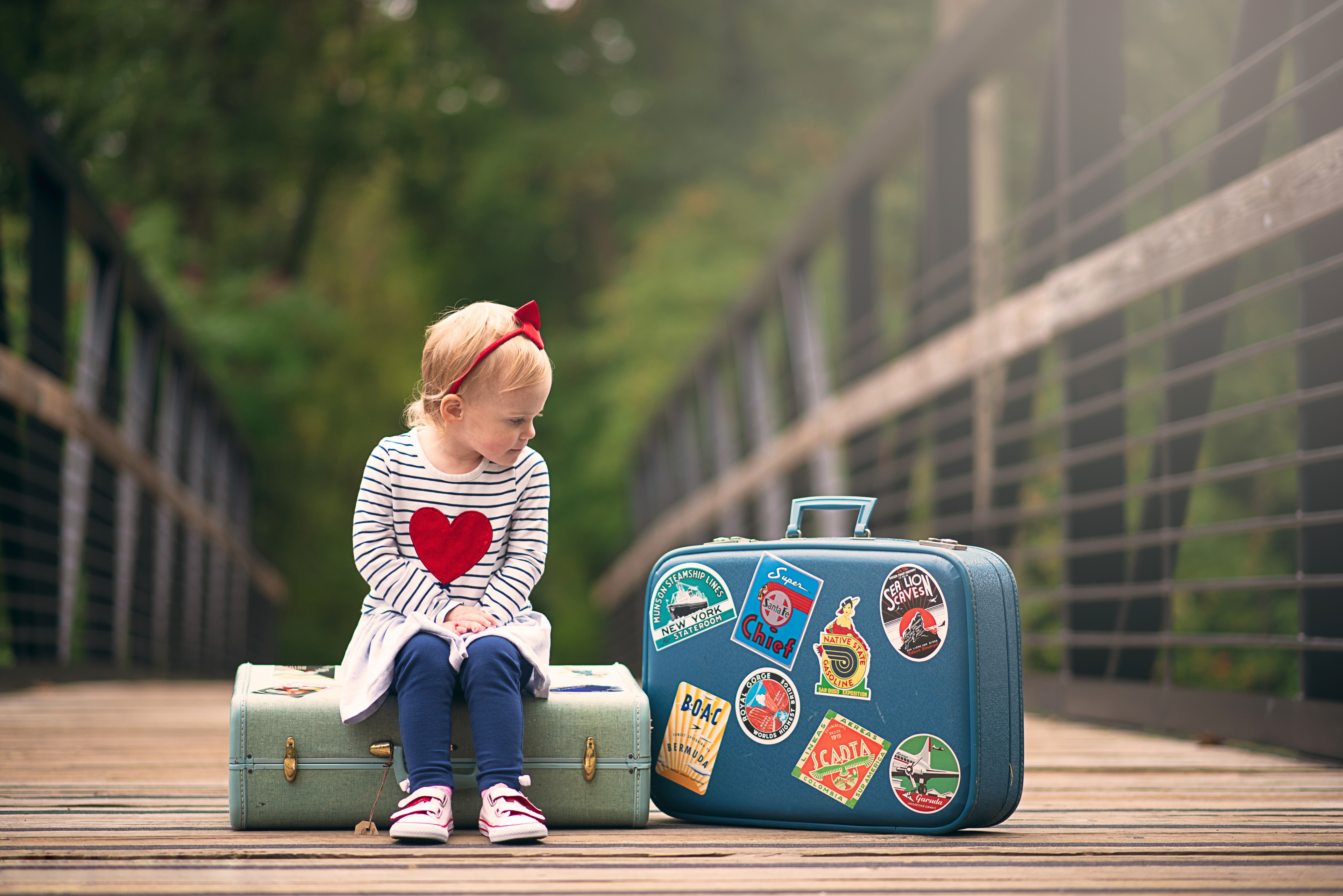 Download mobile wallpaper Mood, Child, Photography, Suitcase for free.