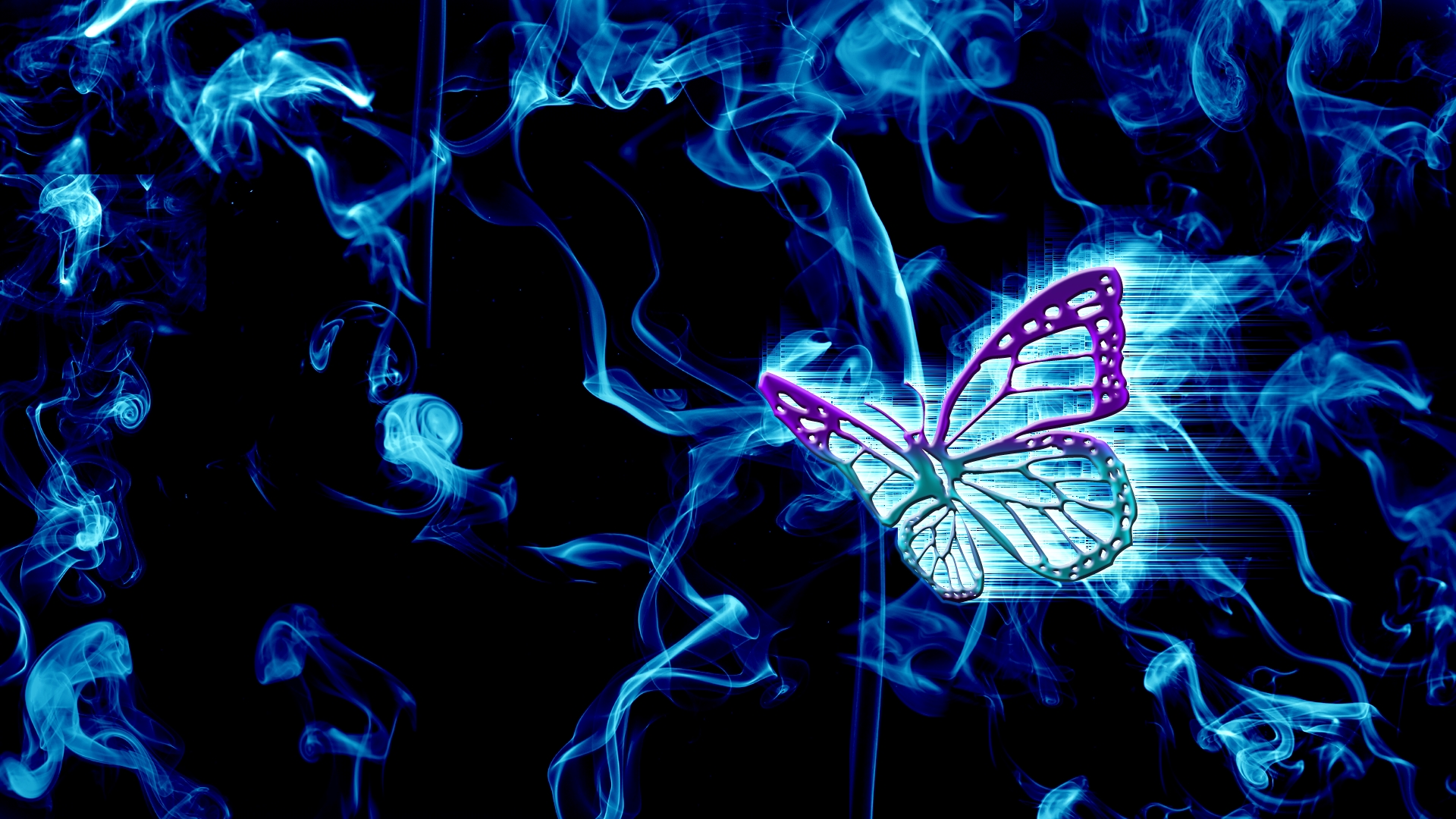 無料モバイル壁紙蝶, 煙, 青い, 芸術的をダウンロードします。