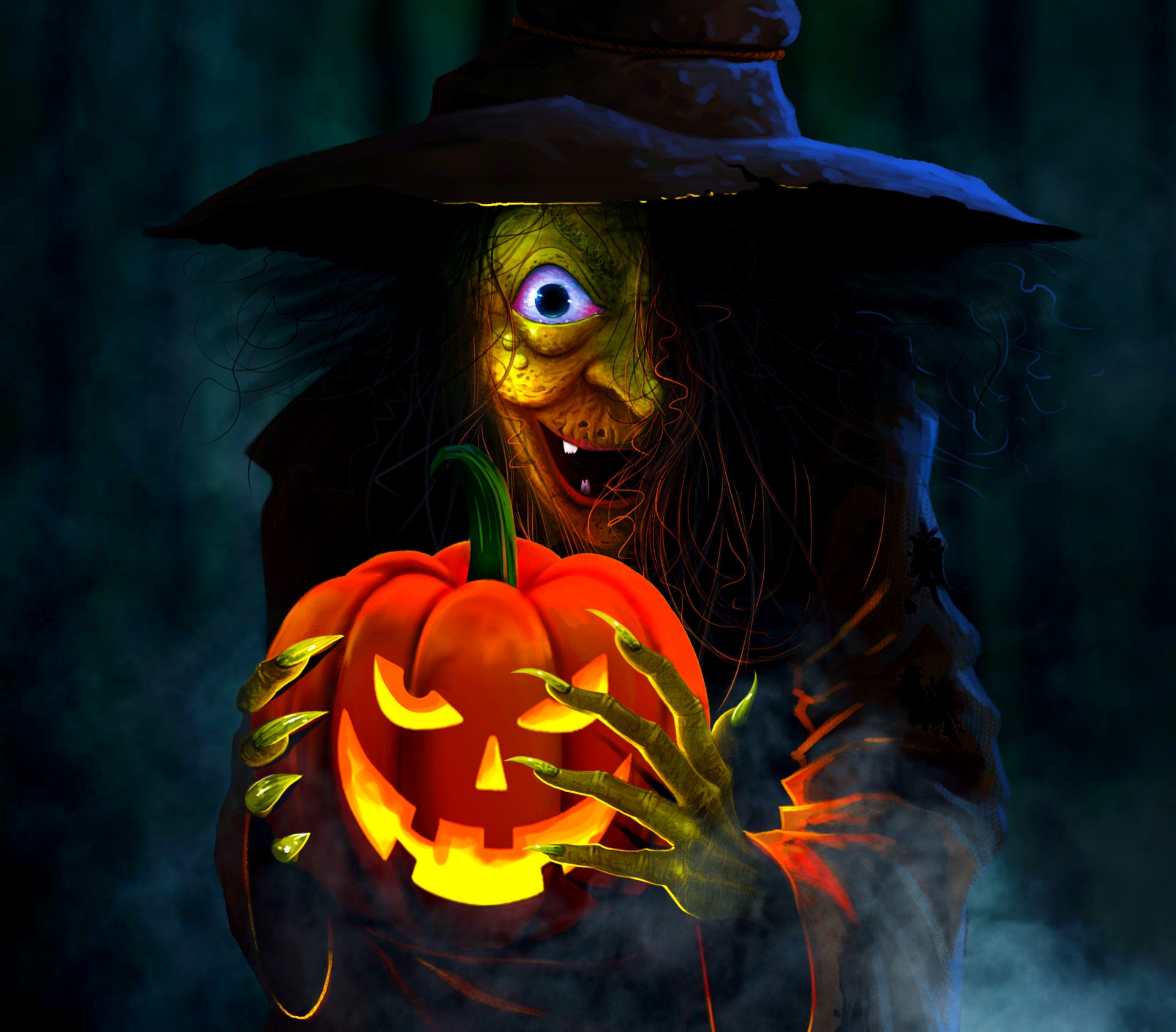 Download mobile wallpaper Halloween, Holiday, Witch, Jack O' Lantern for free.