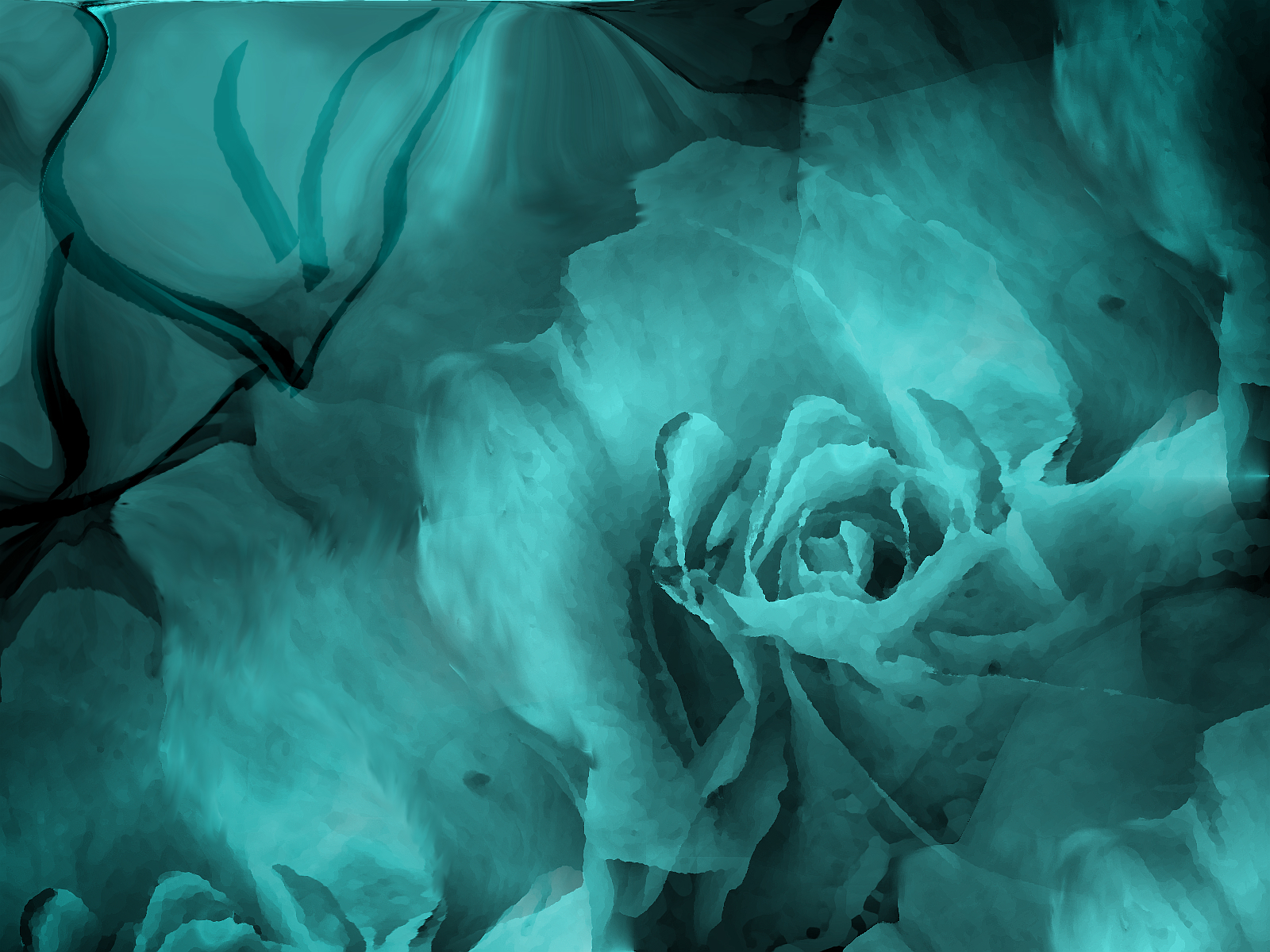 Download mobile wallpaper Teal, Flowers, Flower, Artistic for free.