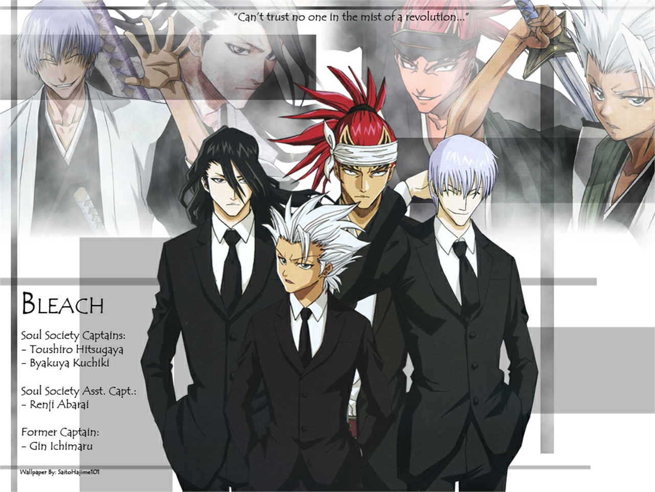 Laden Sie das Bleach, Animes, Renji Abarai, Byakuya Kuchiki, Tōshirō Hitsugaya, Gin Ichimaru-Bild kostenlos auf Ihren PC-Desktop herunter