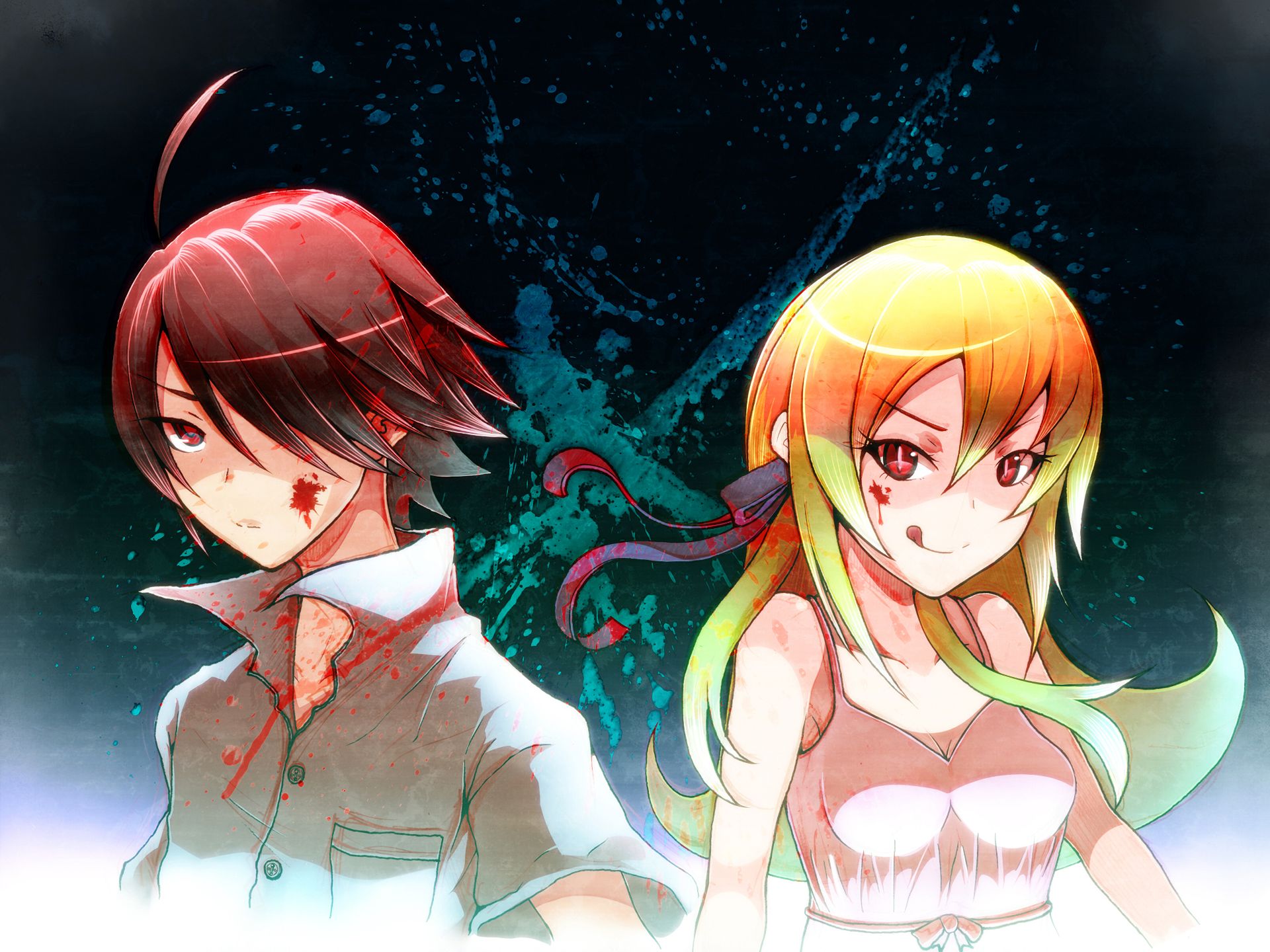 Download mobile wallpaper Anime, Monogatari (Series), Shinobu Oshino, Koyomi Araragi for free.