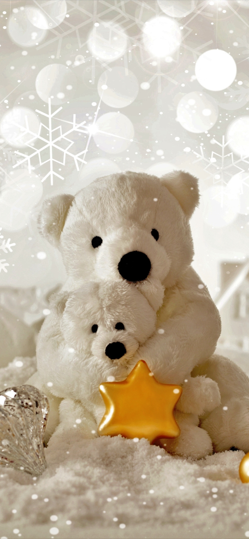 Handy-Wallpaper Feiertage, Weihnachten, Teddybär, Weihnachtsschmuck, Stern kostenlos herunterladen.