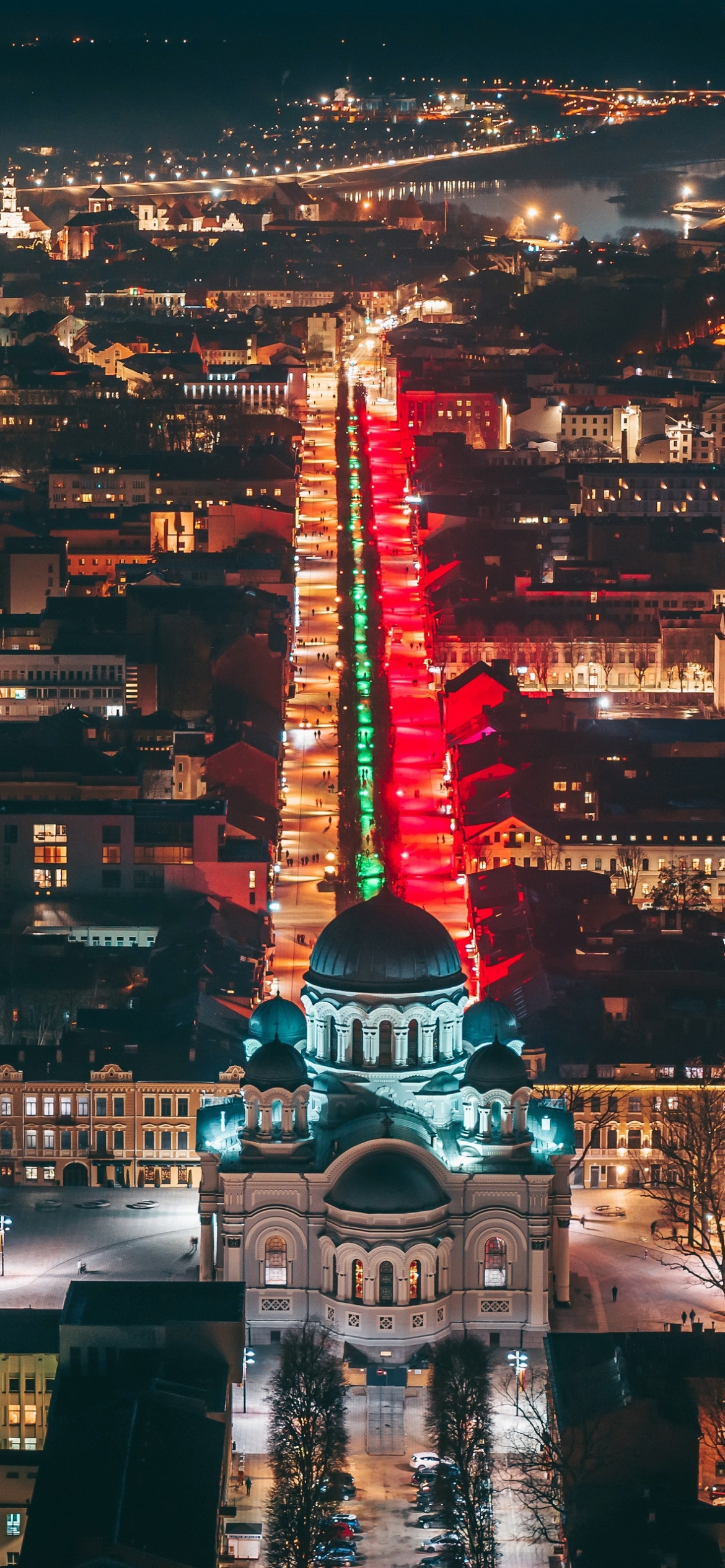 Download mobile wallpaper Cities, Night, City, Building, Lithuania, Kaunas, Man Made for free.