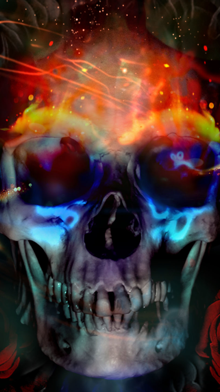Download mobile wallpaper Artistic, Skull, Psychedelic, Cgi for free.