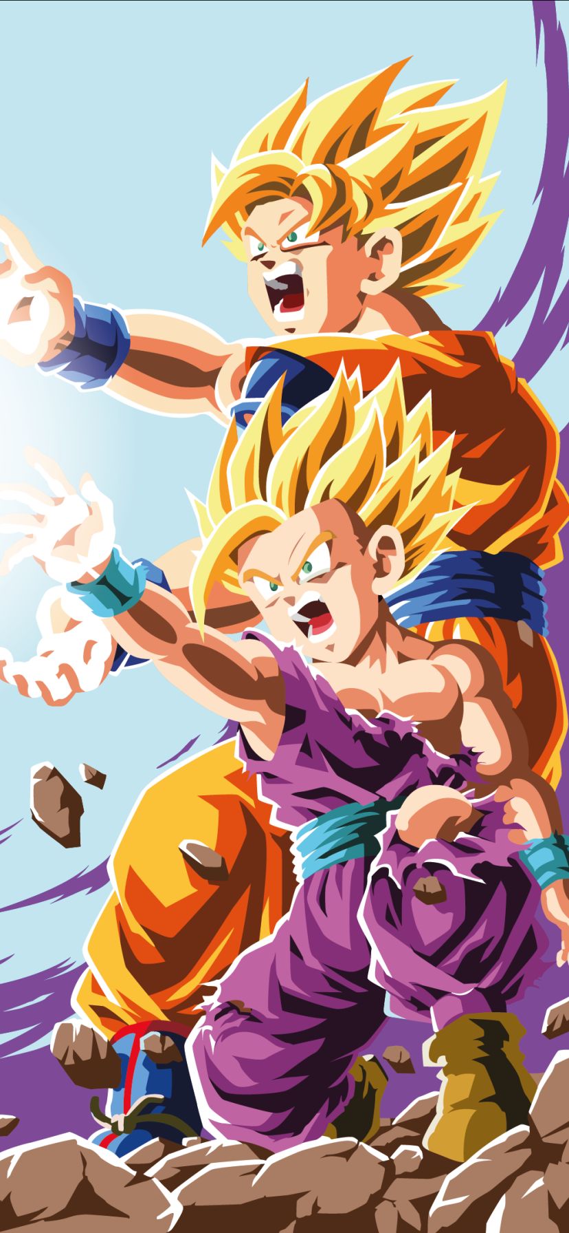 Download mobile wallpaper Anime, Dragon Ball Z, Dragon Ball, Goku, Gohan (Dragon Ball), Kamehameha for free.