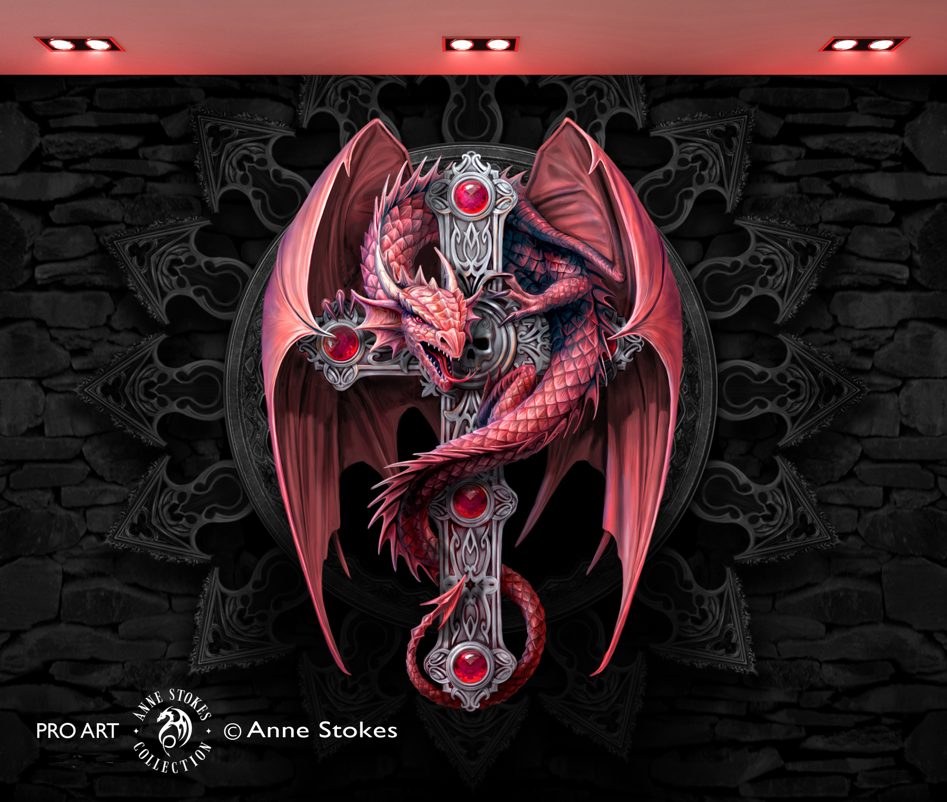 Download mobile wallpaper Fantasy, Gothic, Dragon, Cross for free.