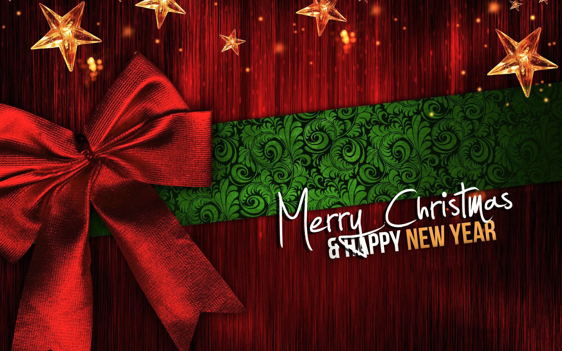Free download wallpaper New Year, Christmas, Holiday, Star, Ribbon, Merry Christmas on your PC desktop